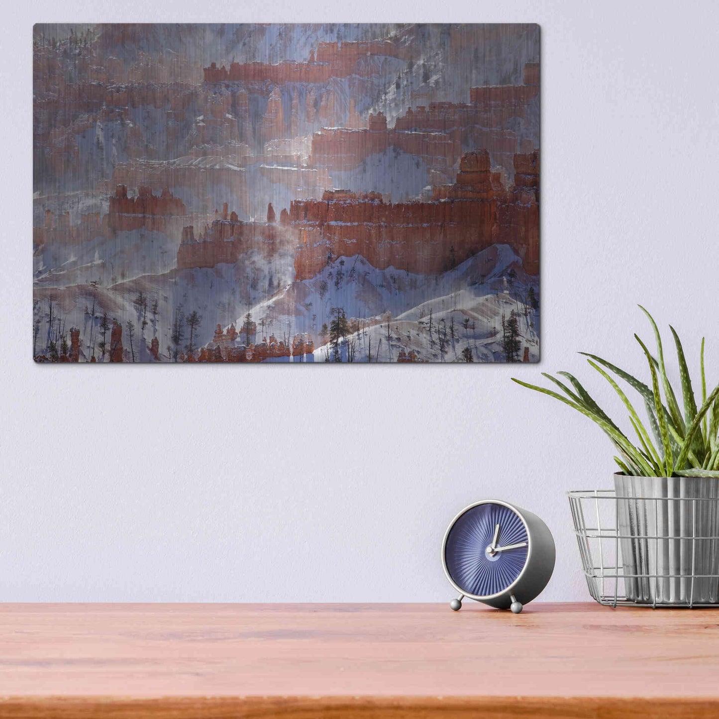 Luxe Metal Art 'Bryce Telephoto Snow' by Mike Jones, Metal Wall Art,16x12