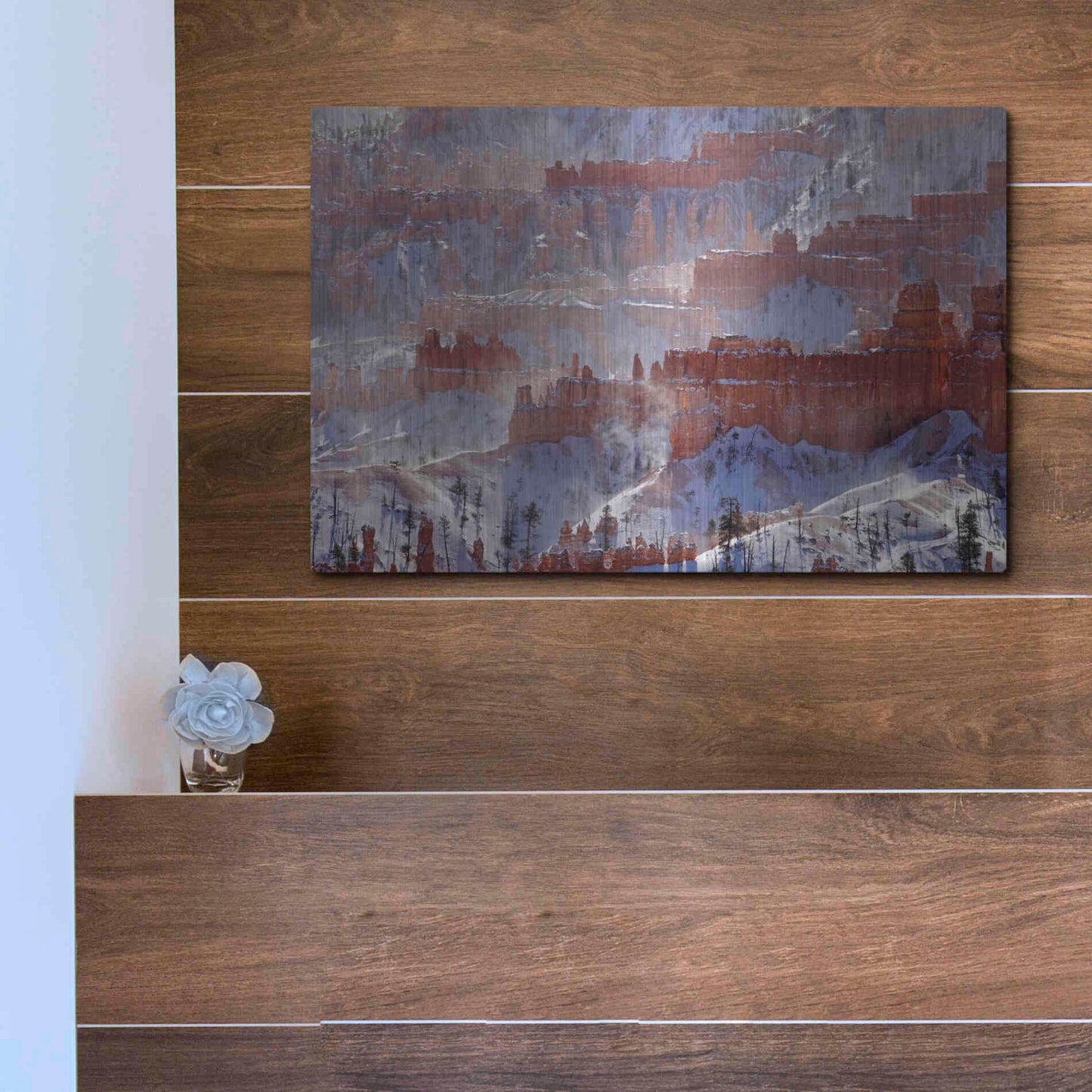 Luxe Metal Art 'Bryce Telephoto Snow' by Mike Jones, Metal Wall Art,16x12