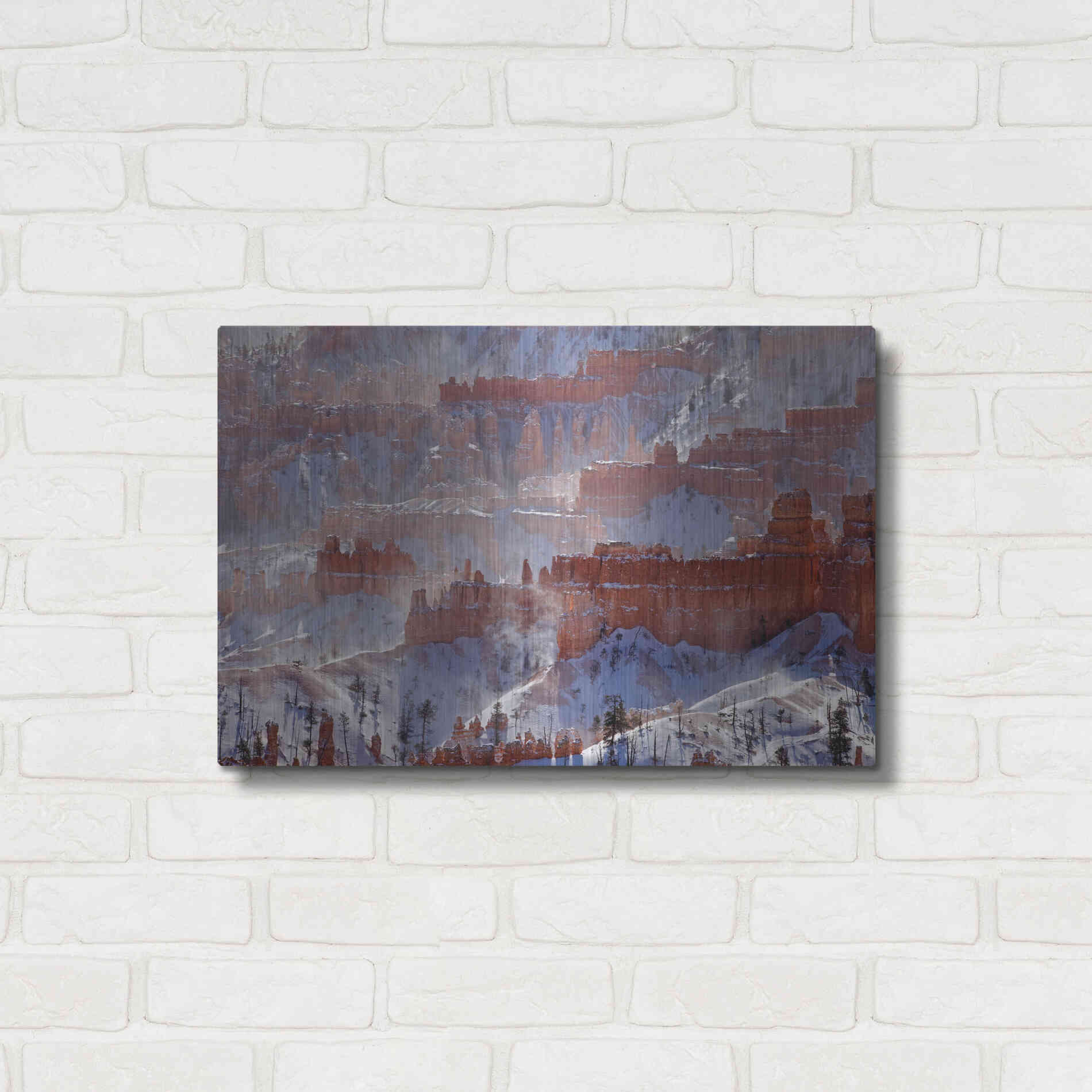 Luxe Metal Art 'Bryce Telephoto Snow' by Mike Jones, Metal Wall Art,24x16