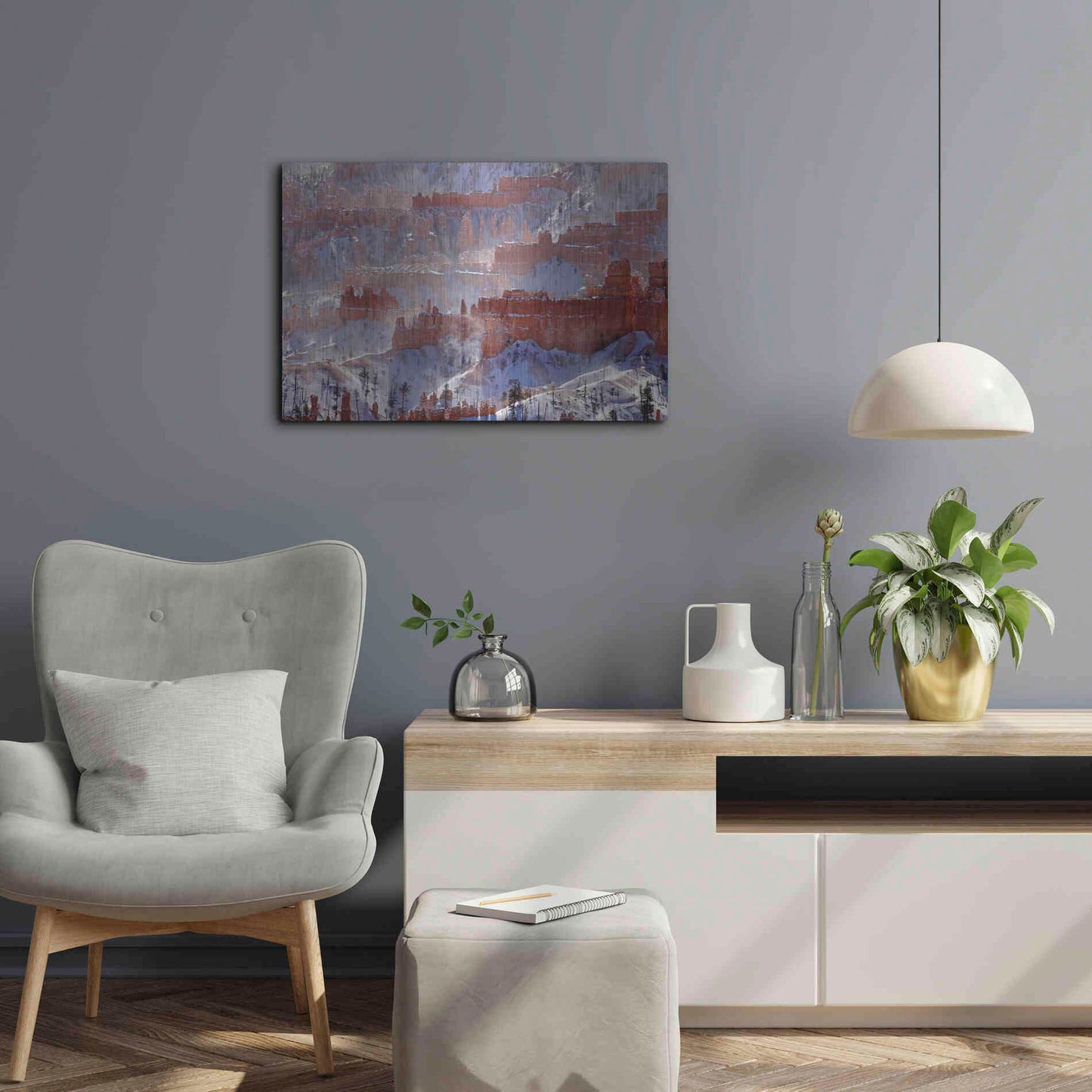 Luxe Metal Art 'Bryce Telephoto Snow' by Mike Jones, Metal Wall Art,24x16