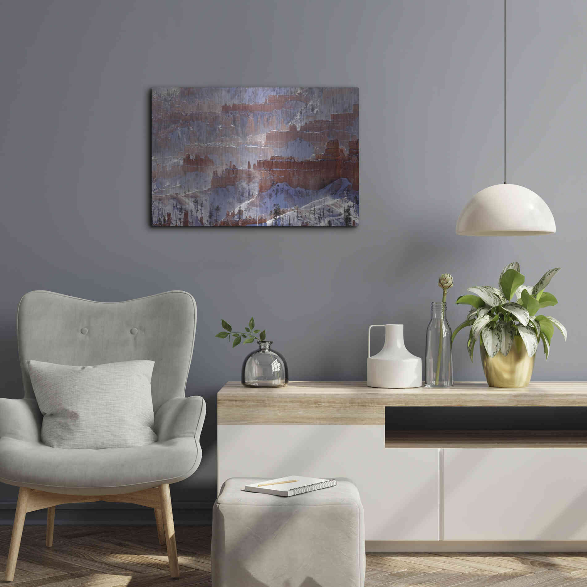 Luxe Metal Art 'Bryce Telephoto Snow' by Mike Jones, Metal Wall Art,24x16