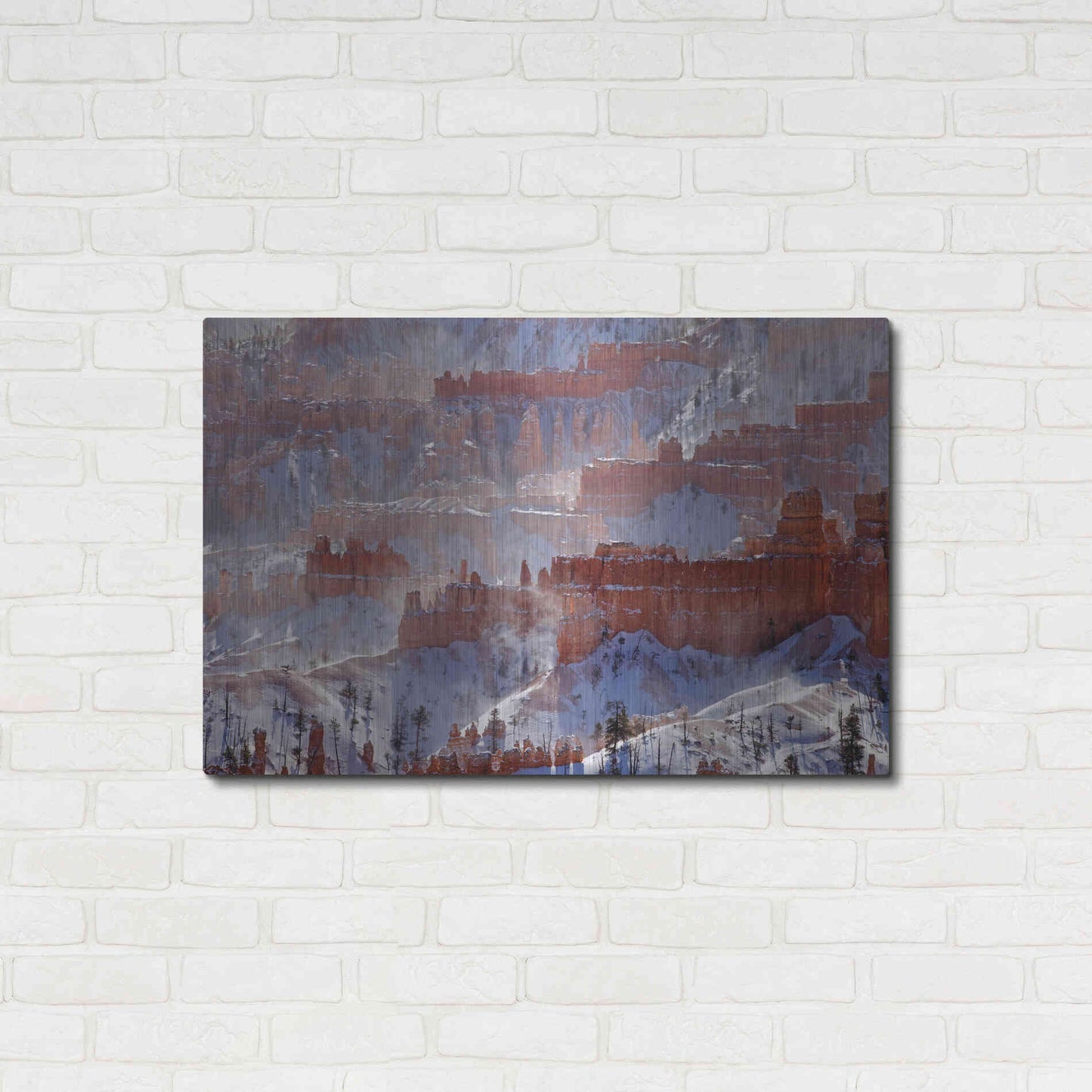 Luxe Metal Art 'Bryce Telephoto Snow' by Mike Jones, Metal Wall Art,36x24