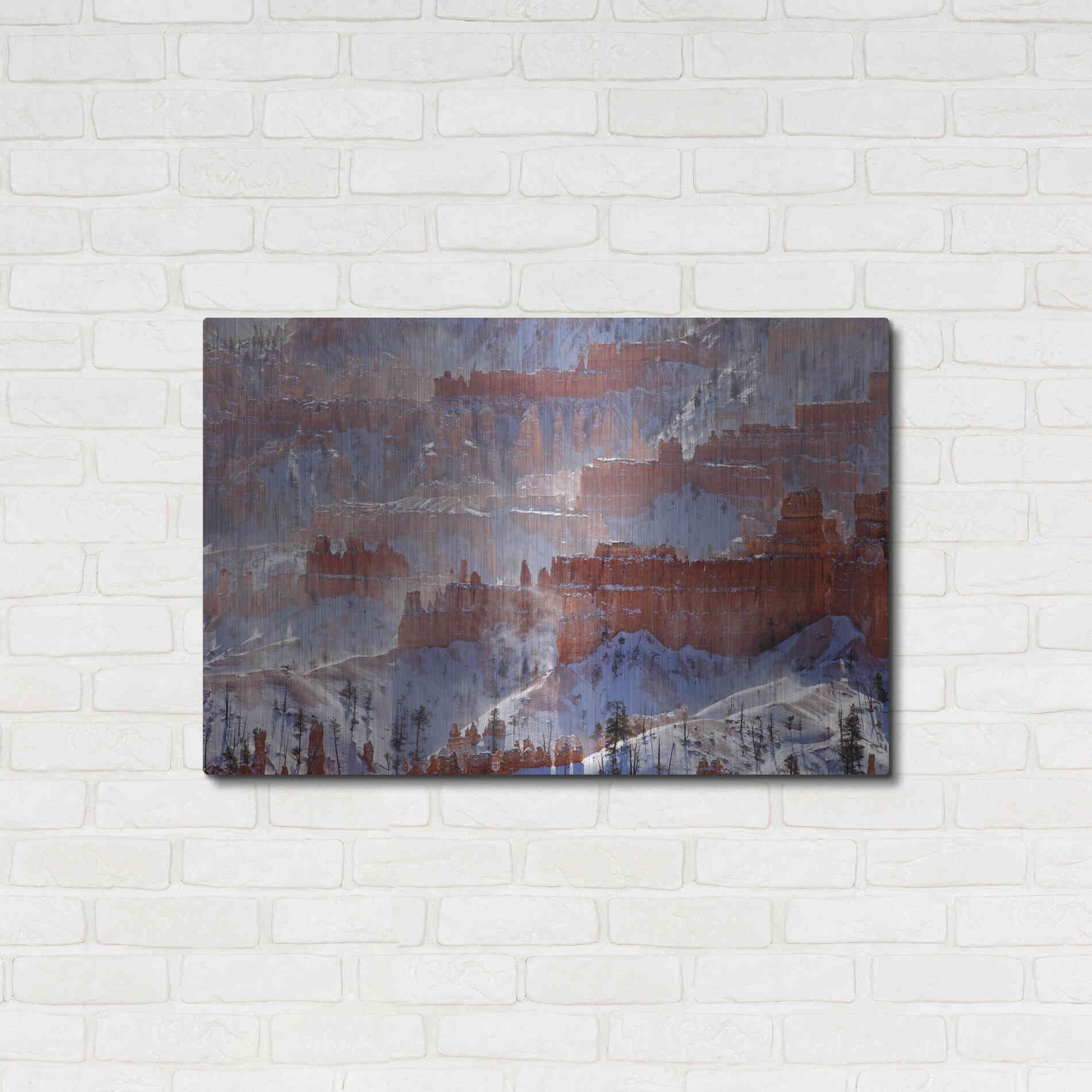 Luxe Metal Art 'Bryce Telephoto Snow' by Mike Jones, Metal Wall Art,36x24