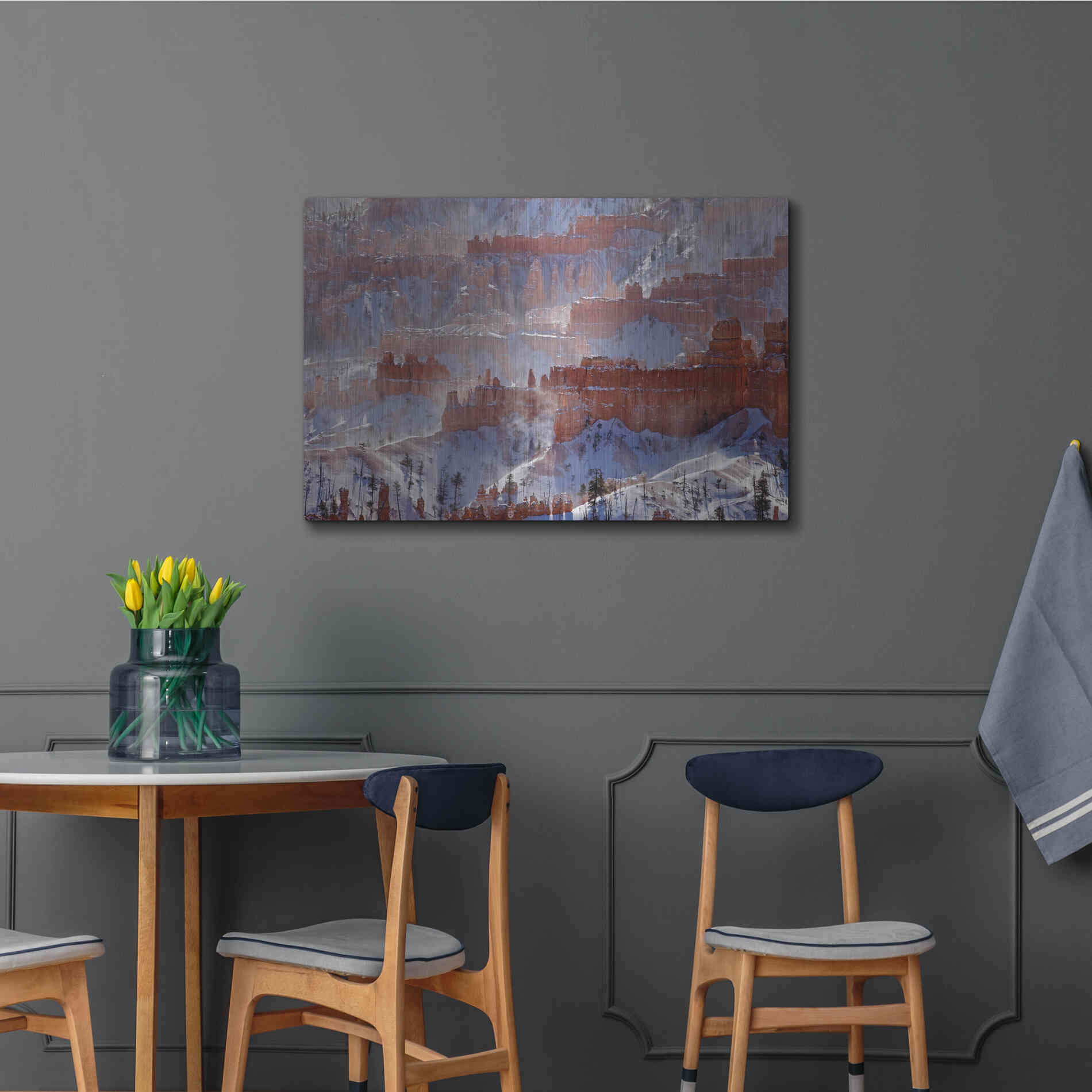 Luxe Metal Art 'Bryce Telephoto Snow' by Mike Jones, Metal Wall Art,36x24