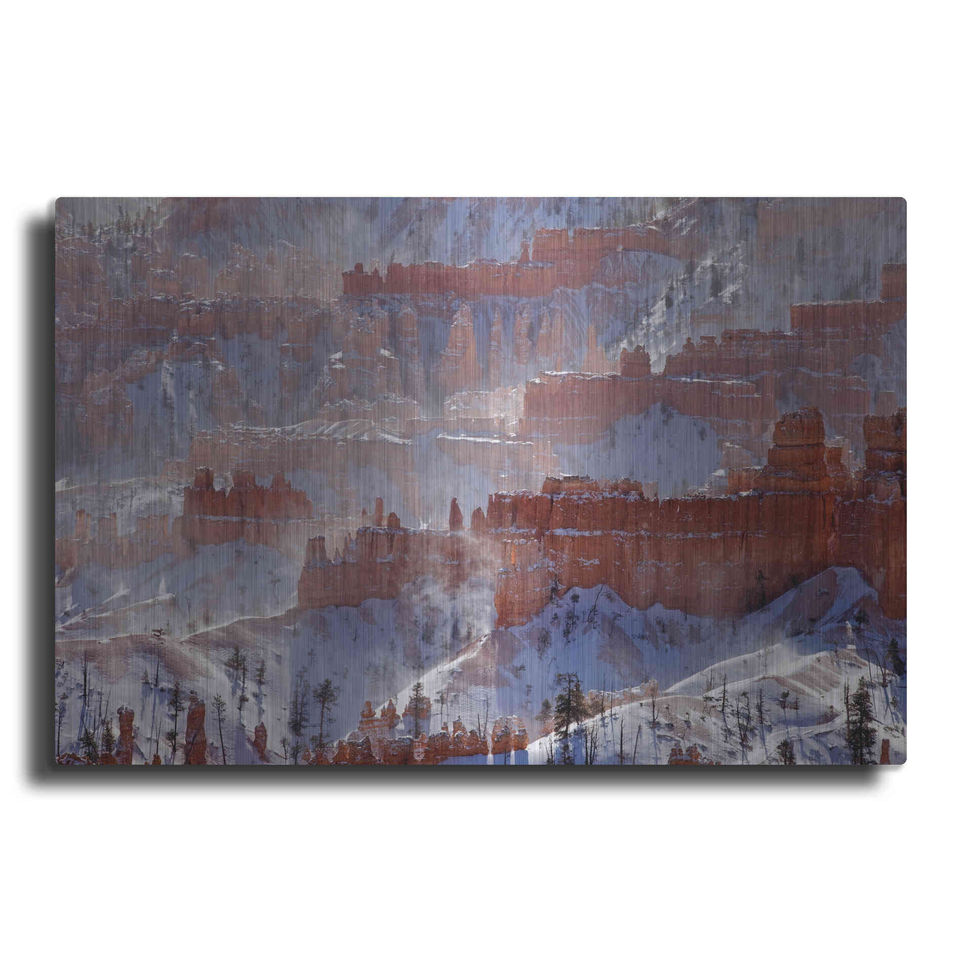 Luxe Metal Art 'Bryce Telephoto Snow' by Mike Jones, Metal Wall Art