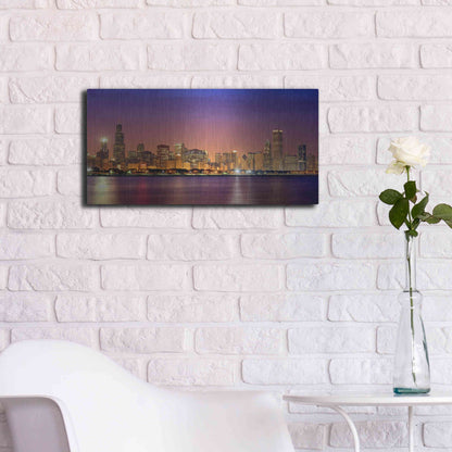 Luxe Metal Art 'Chicago Dusk full skyline' by Mike Jones, Metal Wall Art,24x12