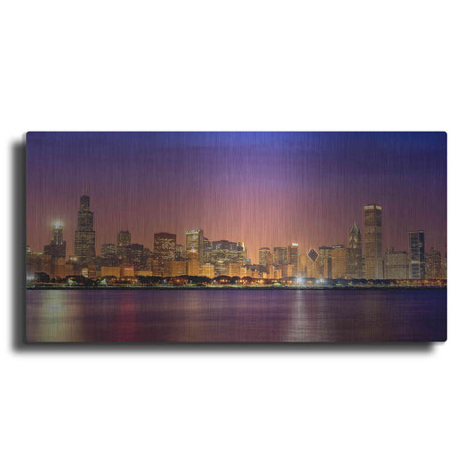 Luxe Metal Art 'Chicago Dusk full skyline' by Mike Jones, Metal Wall Art