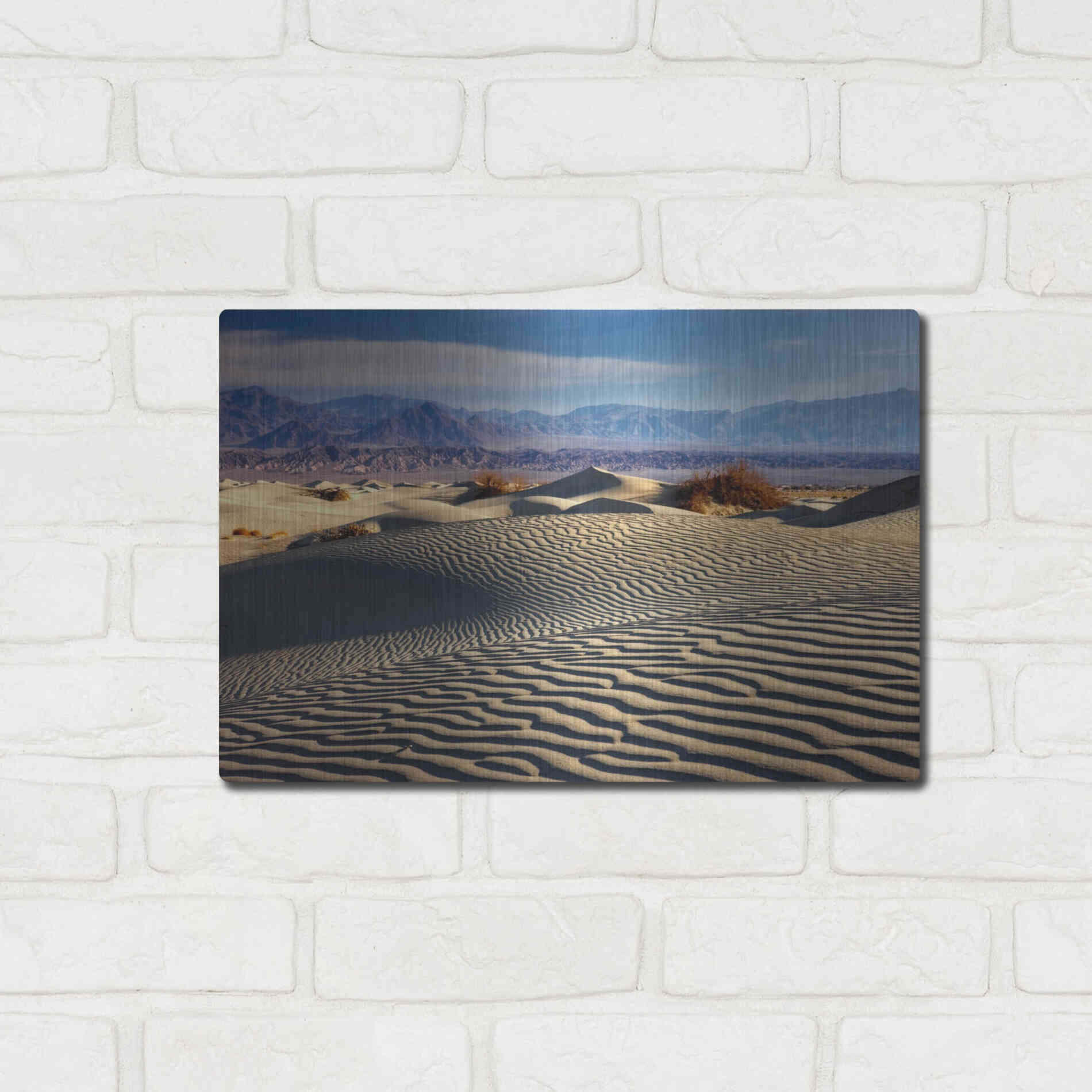 Luxe Metal Art 'Death Valley Mesquite Dunes' by Mike Jones, Metal Wall Art,16x12