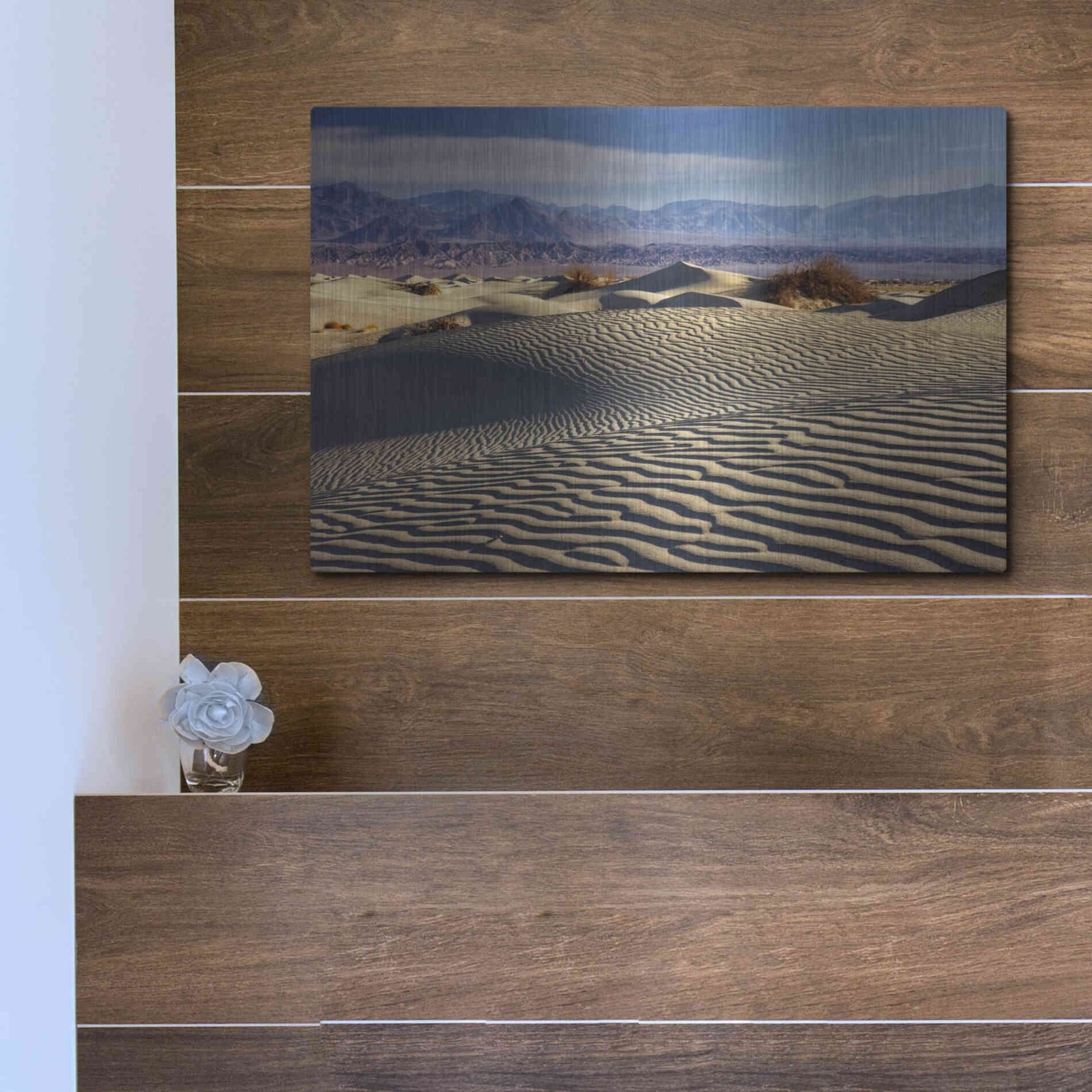 Luxe Metal Art 'Death Valley Mesquite Dunes' by Mike Jones, Metal Wall Art,16x12