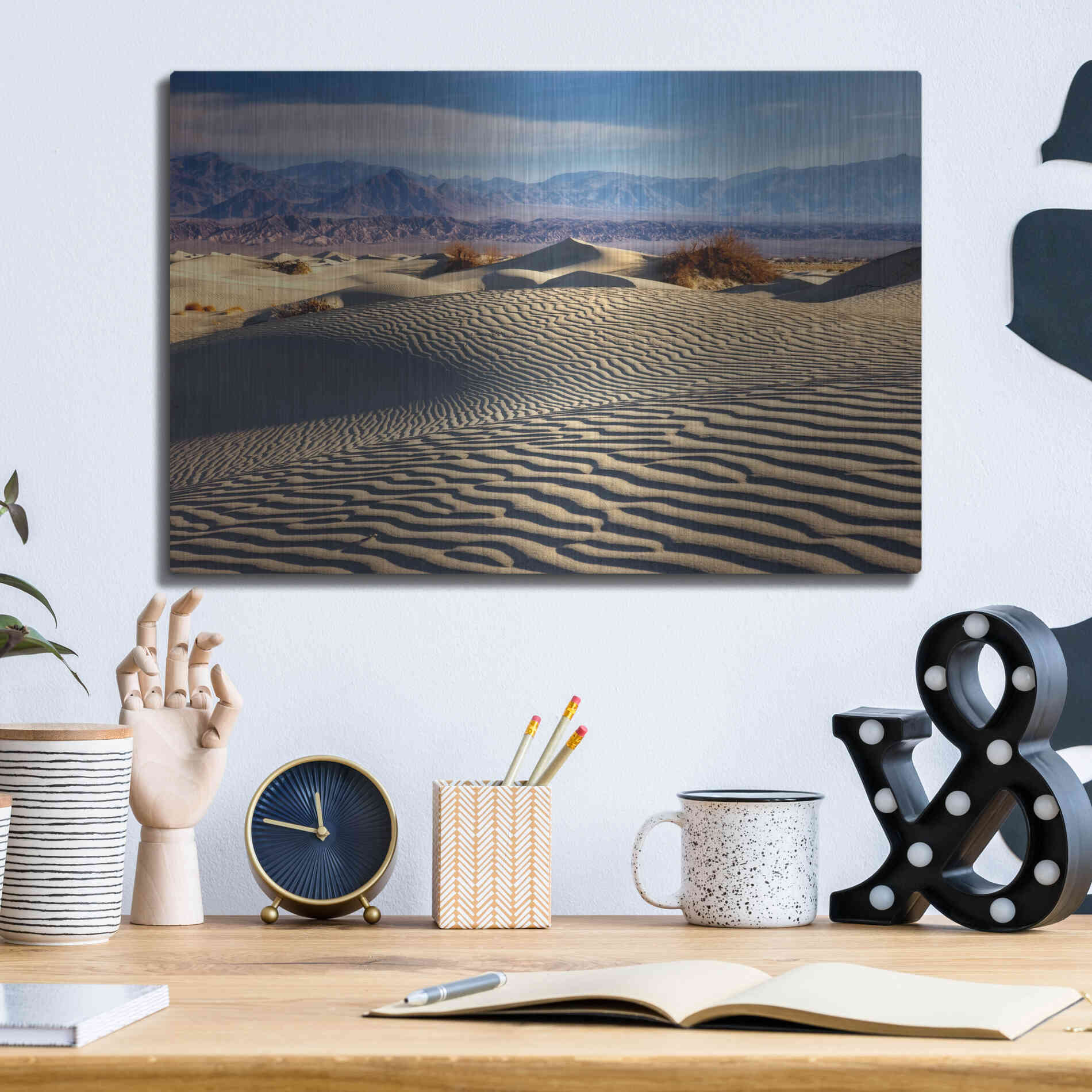 Luxe Metal Art 'Death Valley Mesquite Dunes' by Mike Jones, Metal Wall Art,16x12