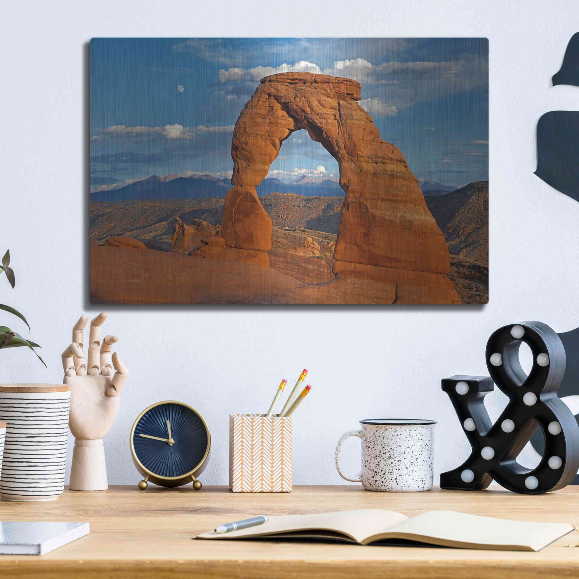 Luxe Metal Art 'Delicate Arch Sunset' by Mike Jones, Metal Wall Art,16x12