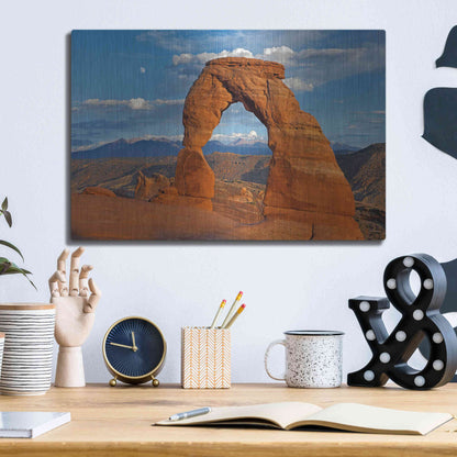 Luxe Metal Art 'Delicate Arch Sunset' by Mike Jones, Metal Wall Art,16x12