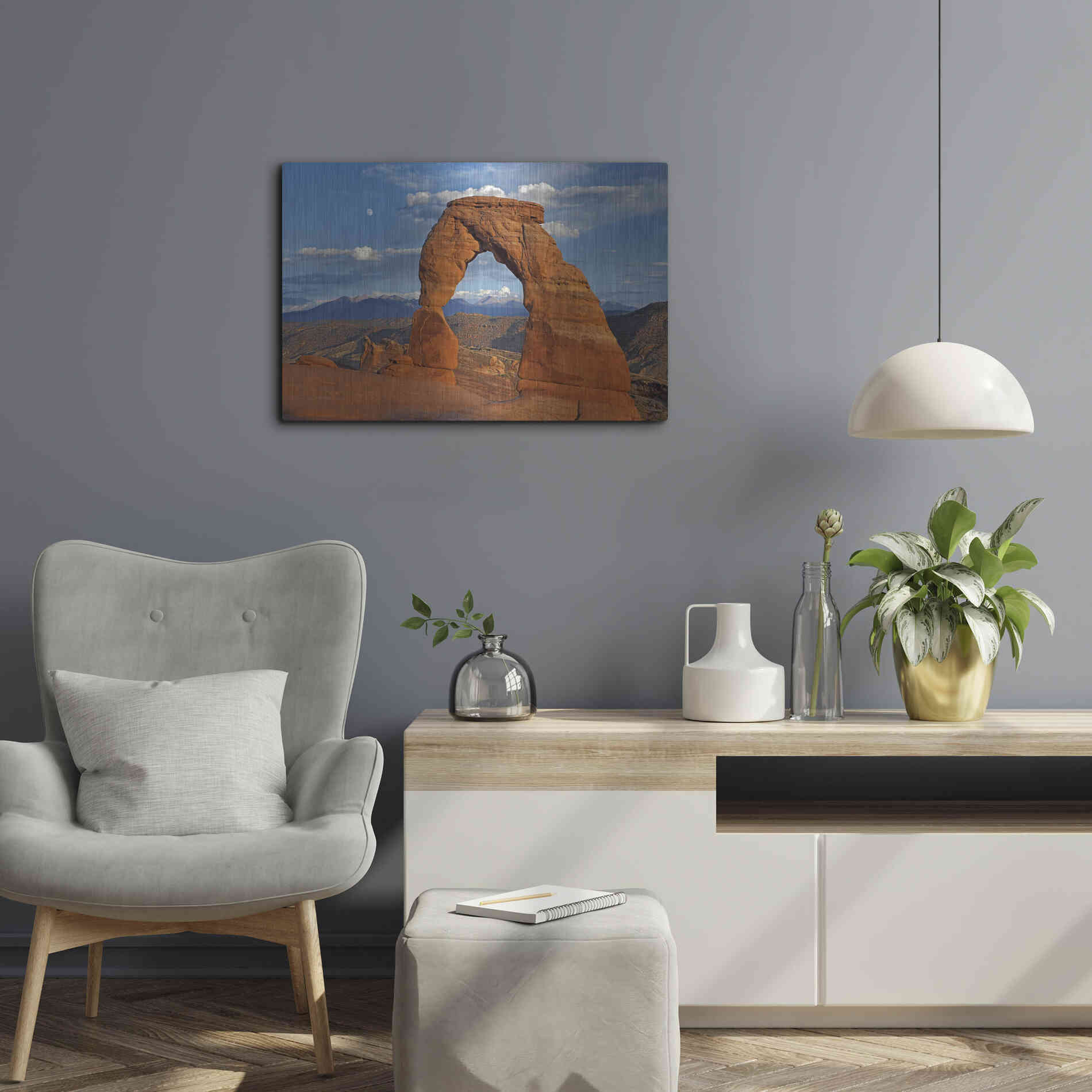 Luxe Metal Art 'Delicate Arch Sunset' by Mike Jones, Metal Wall Art,24x16