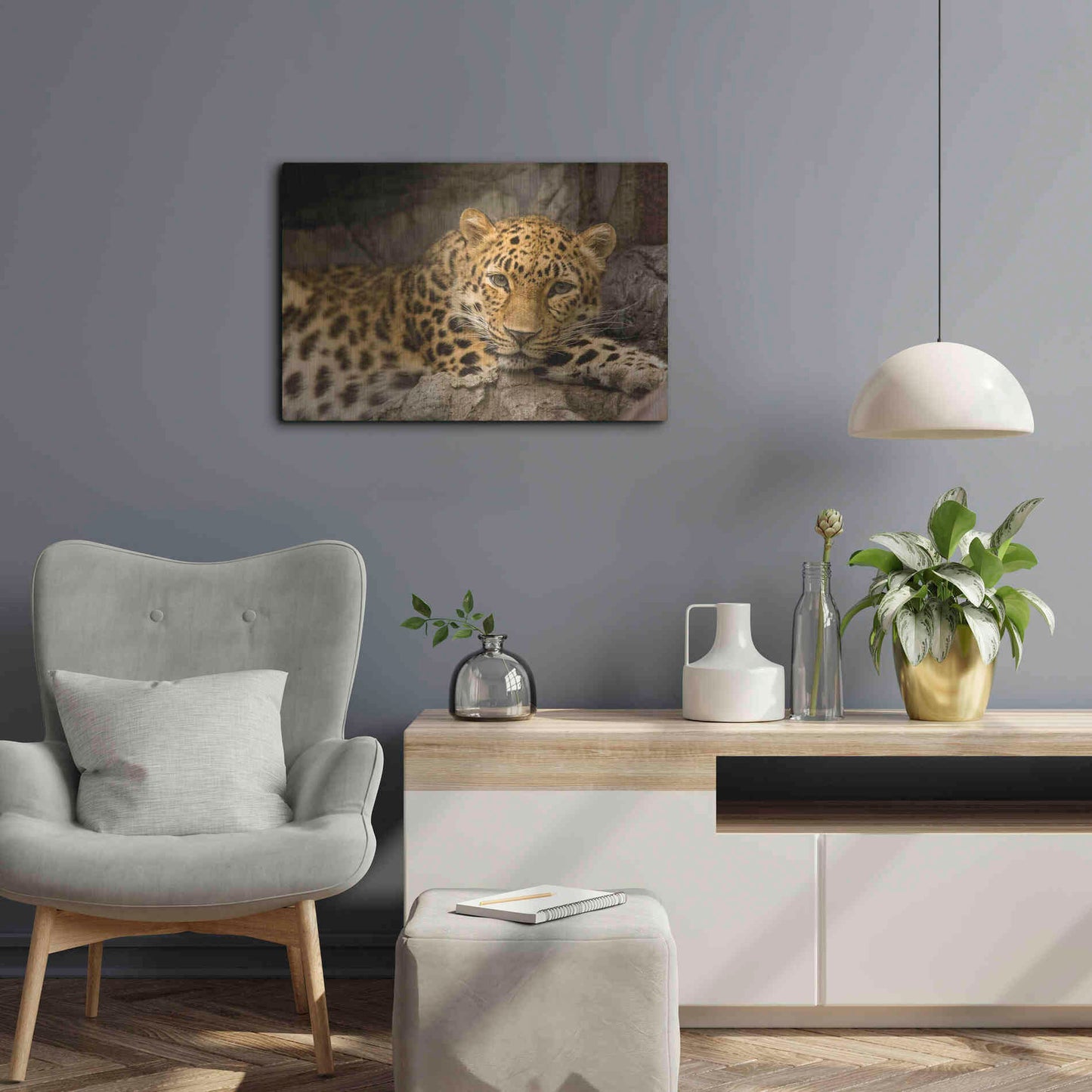 Luxe Metal Art 'Denver Zoo Snow Leopard' by Mike Jones, Metal Wall Art,24x16