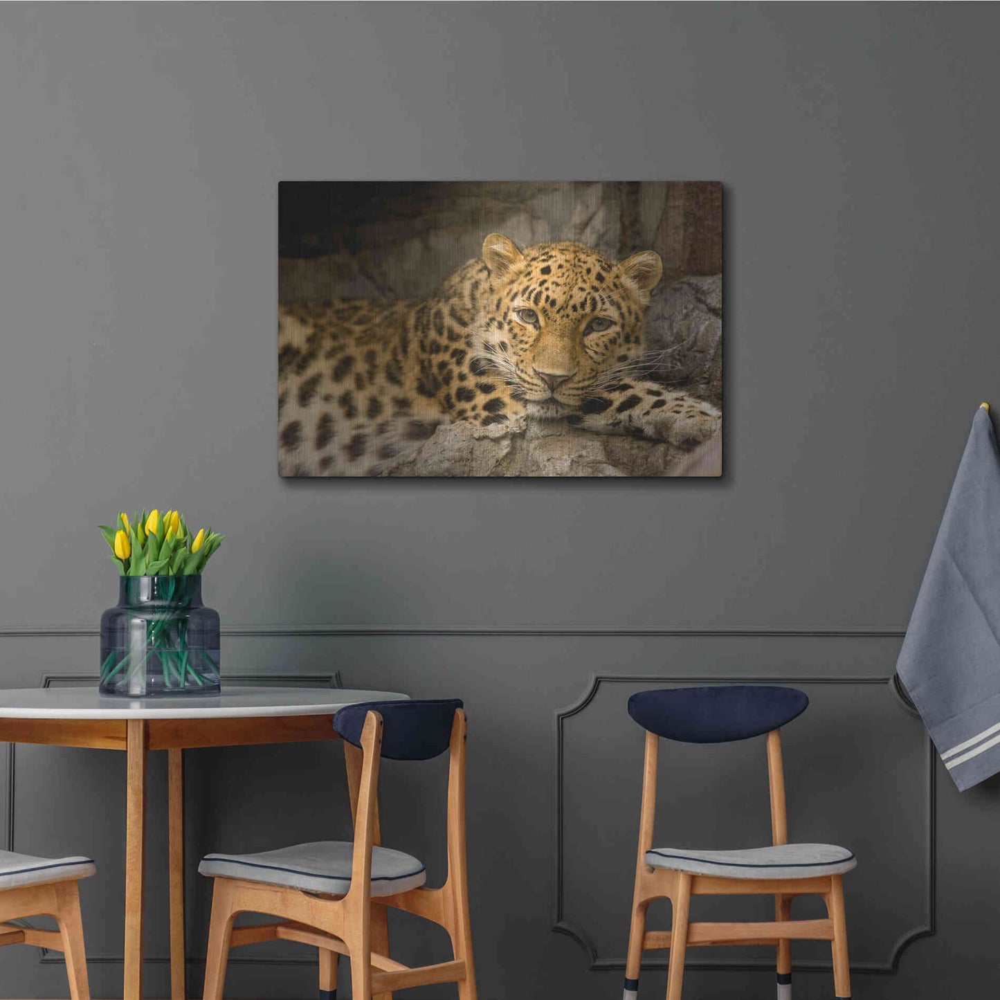 Luxe Metal Art 'Denver Zoo Snow Leopard' by Mike Jones, Metal Wall Art,36x24
