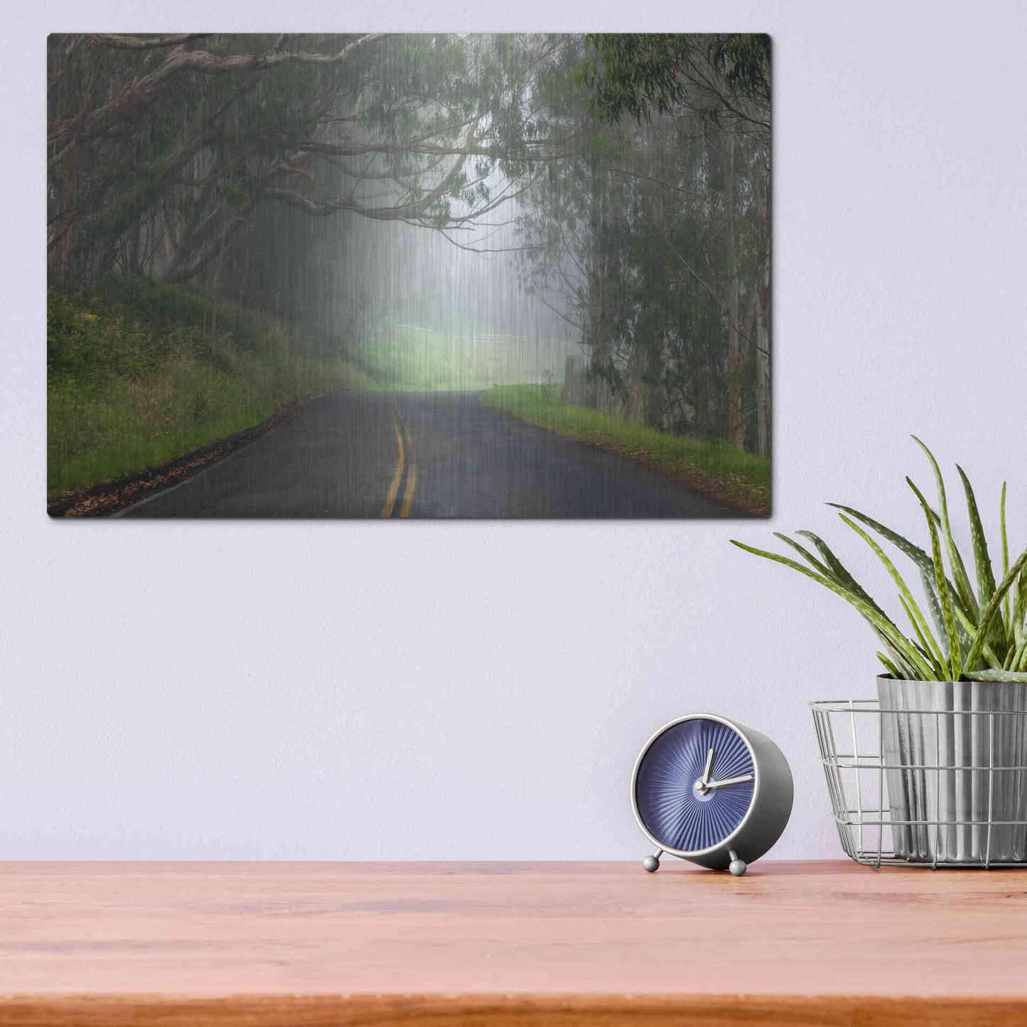 Luxe Metal Art 'Foggy Road near Dillon Beach' by Mike Jones, Metal Wall Art,16x12