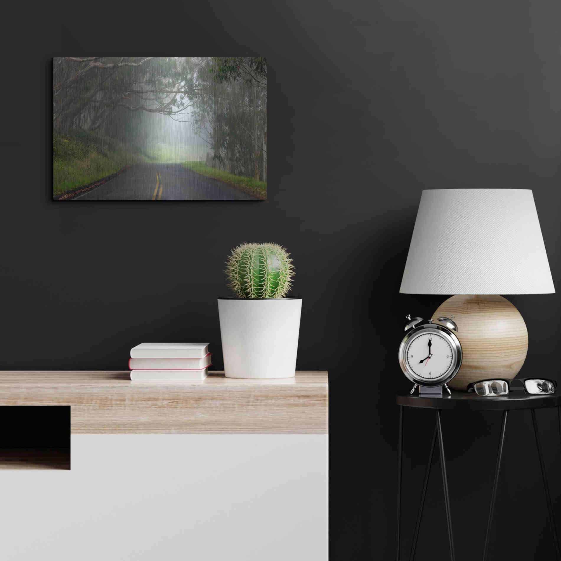 Luxe Metal Art 'Foggy Road near Dillon Beach' by Mike Jones, Metal Wall Art,24x16