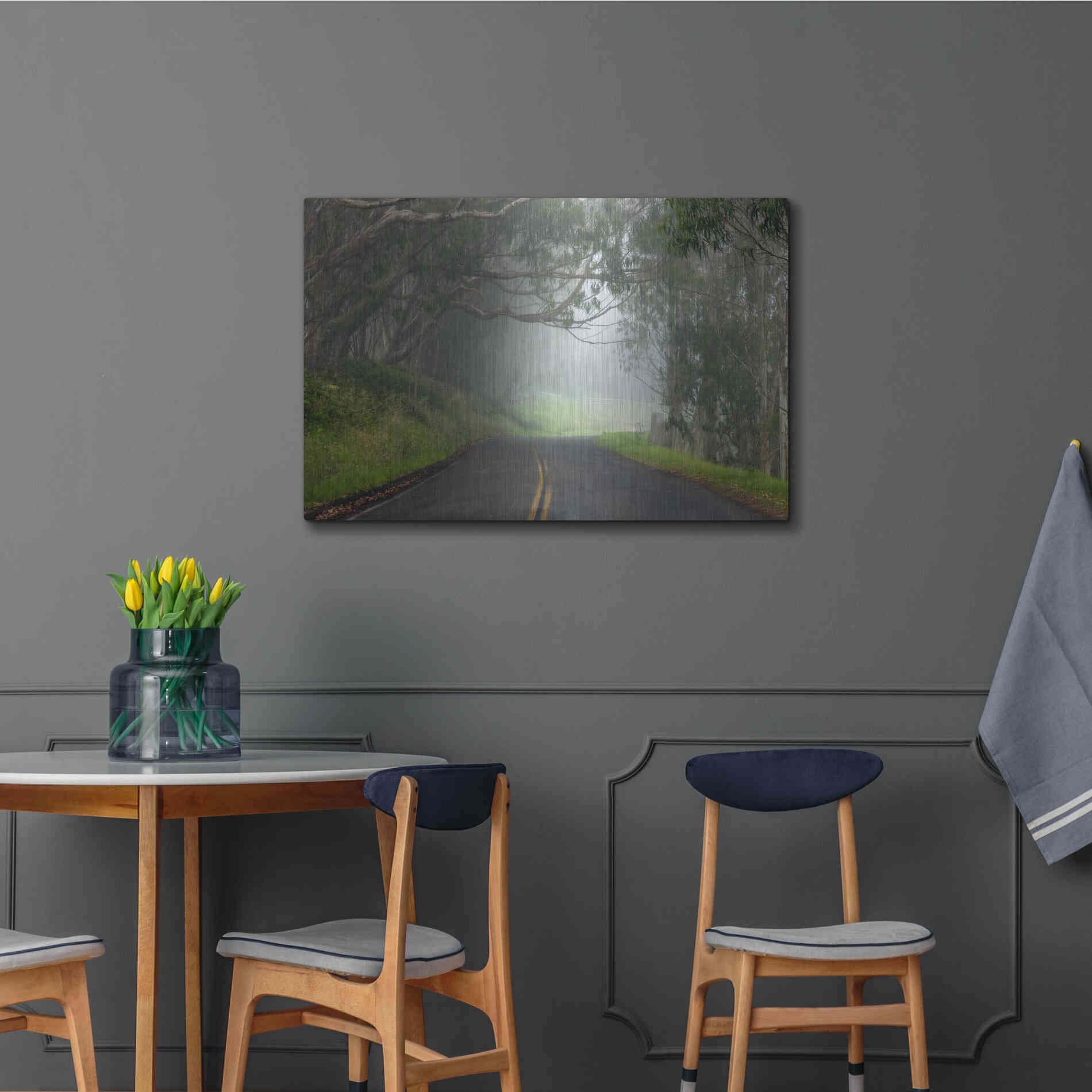Luxe Metal Art 'Foggy Road near Dillon Beach' by Mike Jones, Metal Wall Art,36x24