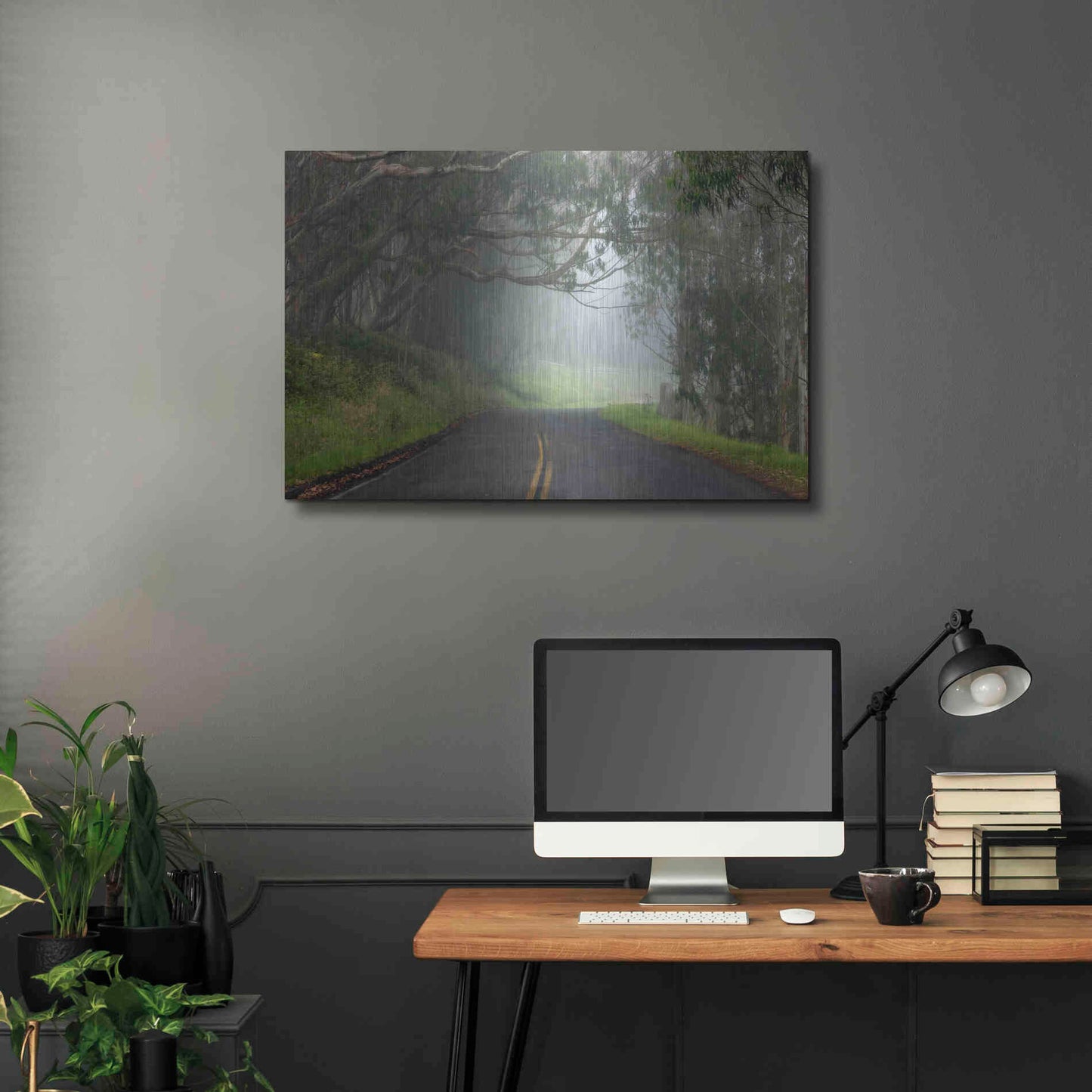 Luxe Metal Art 'Foggy Road near Dillon Beach' by Mike Jones, Metal Wall Art,36x24