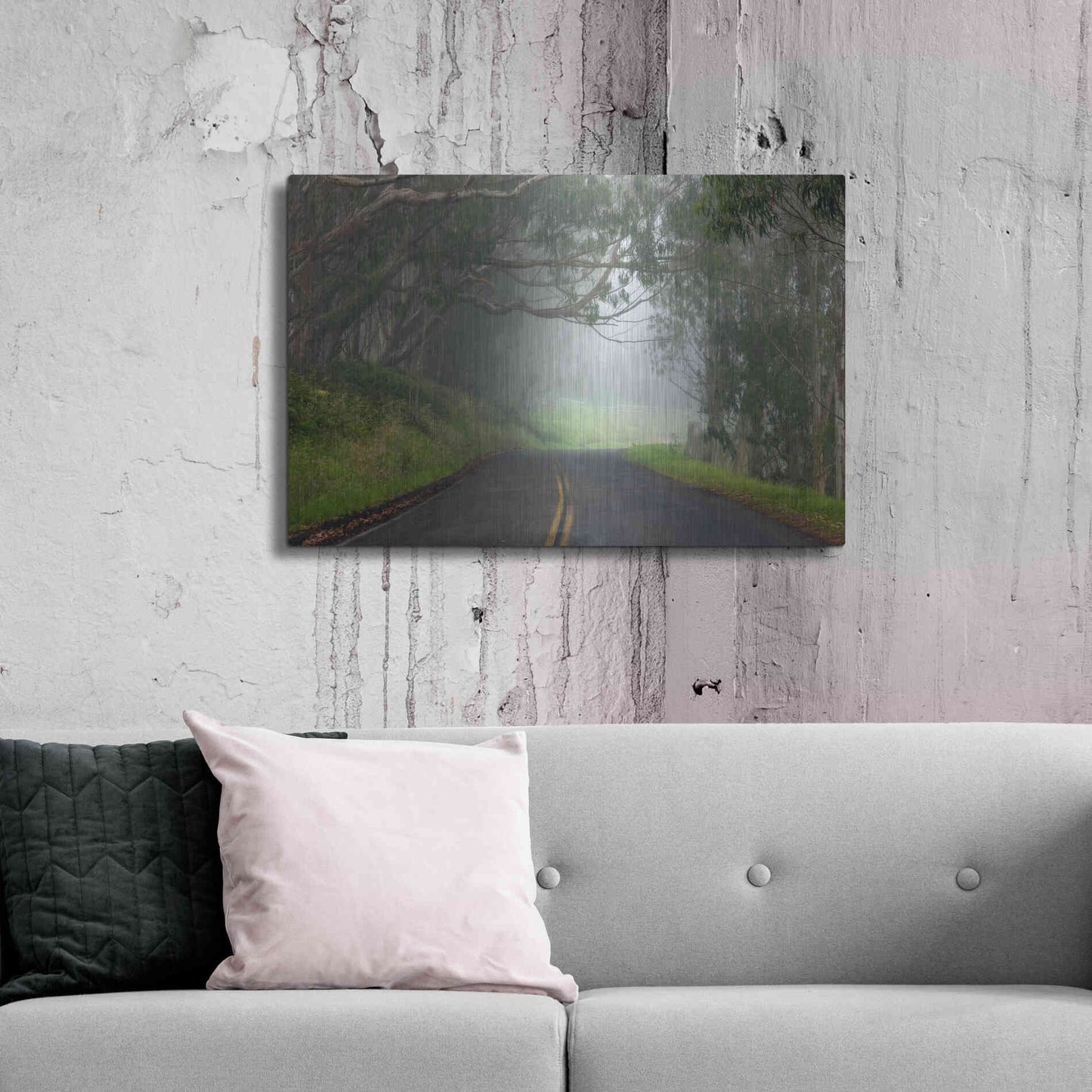 Luxe Metal Art 'Foggy Road near Dillon Beach' by Mike Jones, Metal Wall Art,36x24