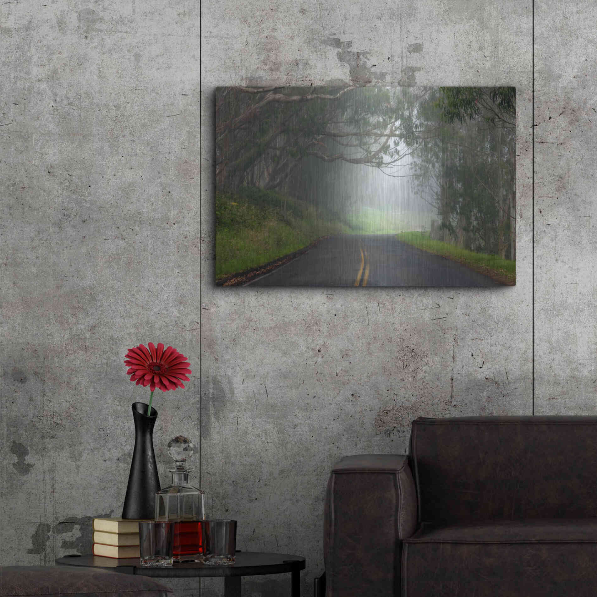 Luxe Metal Art 'Foggy Road near Dillon Beach' by Mike Jones, Metal Wall Art,36x24
