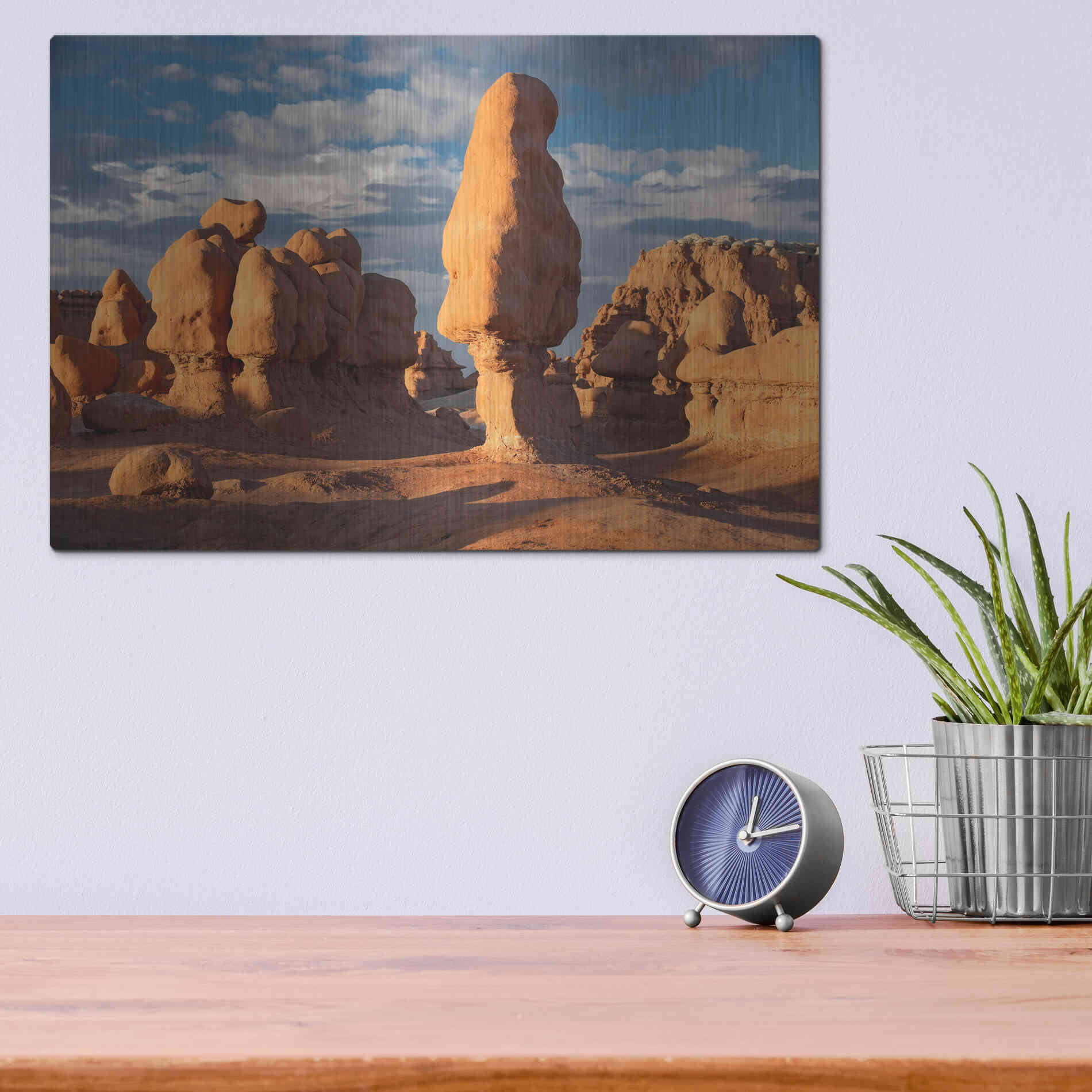 Luxe Metal Art 'Goblin Valley Tall Hoodoo' by Mike Jones, Metal Wall Art,16x12