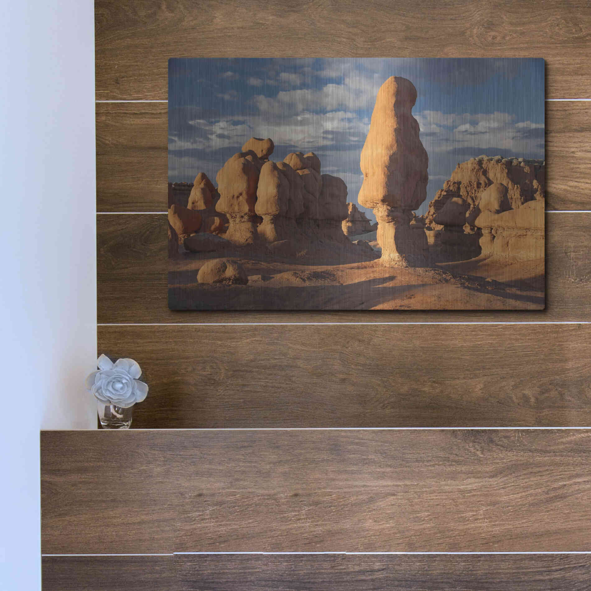 Luxe Metal Art 'Goblin Valley Tall Hoodoo' by Mike Jones, Metal Wall Art,16x12