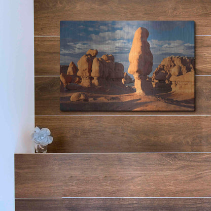 Luxe Metal Art 'Goblin Valley Tall Hoodoo' by Mike Jones, Metal Wall Art,16x12