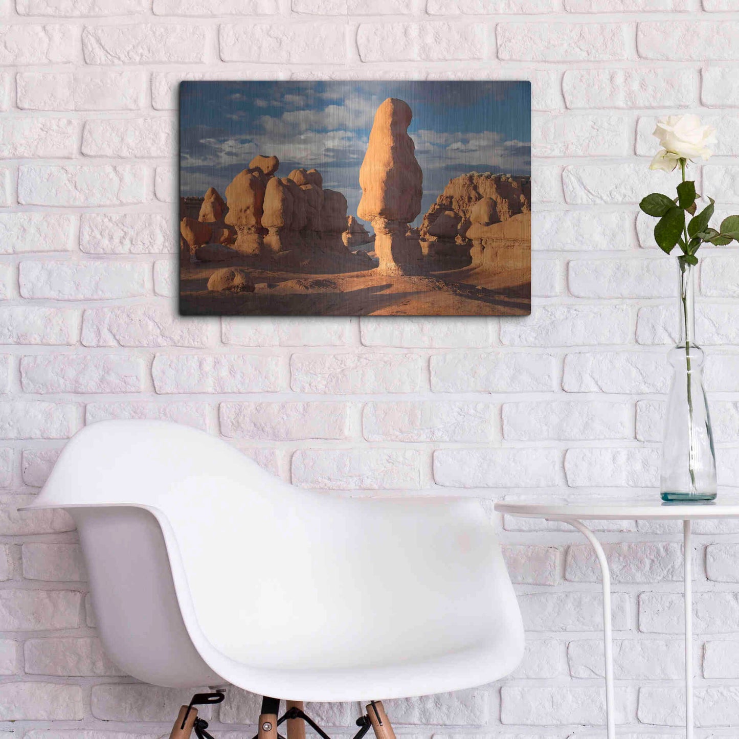 Luxe Metal Art 'Goblin Valley Tall Hoodoo' by Mike Jones, Metal Wall Art,24x16