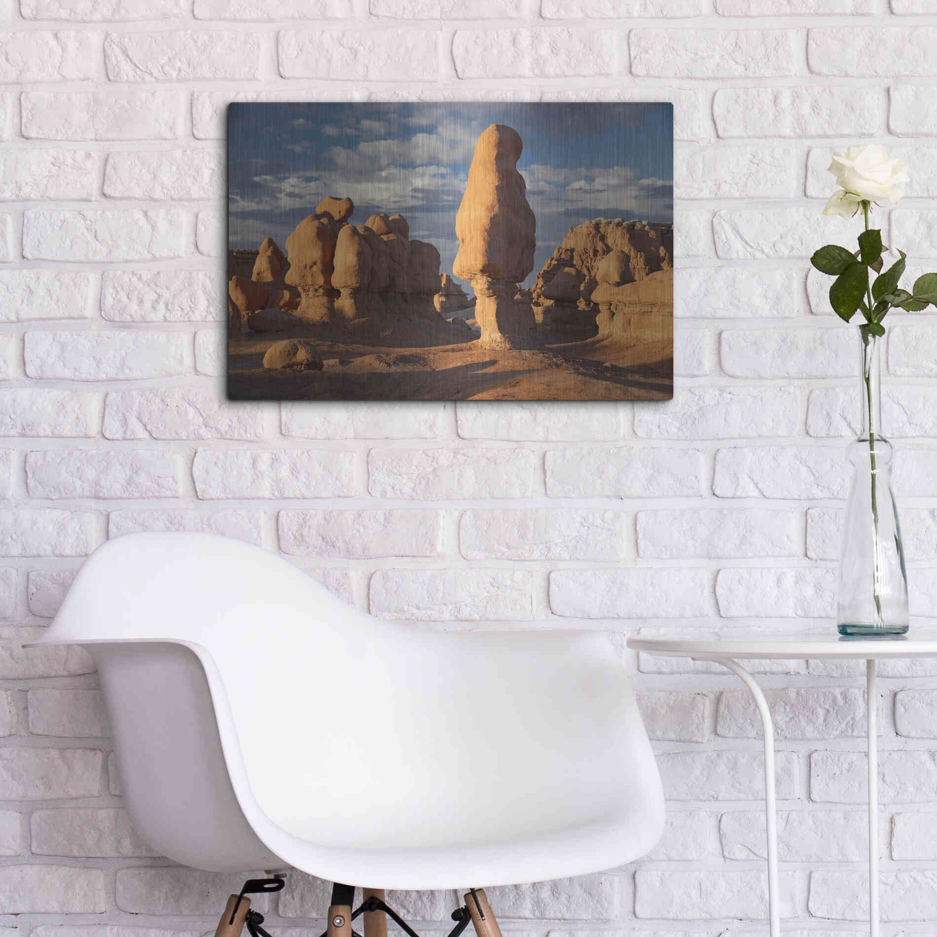Luxe Metal Art 'Goblin Valley Tall Hoodoo' by Mike Jones, Metal Wall Art,24x16