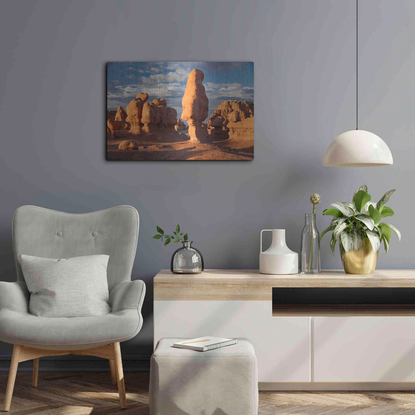 Luxe Metal Art 'Goblin Valley Tall Hoodoo' by Mike Jones, Metal Wall Art,24x16