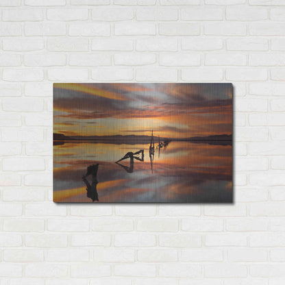 Luxe Metal Art 'Great Salt Lake Pilings Sunset' by Mike Jones, Metal Wall Art,36x24