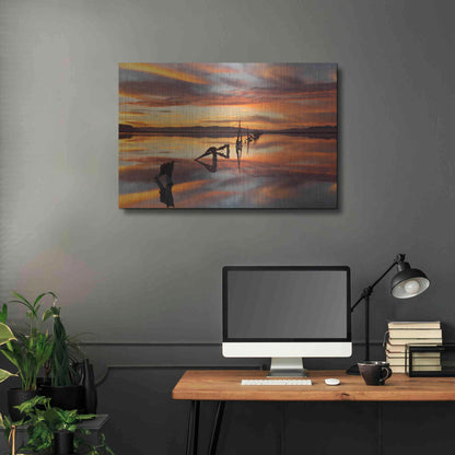 Luxe Metal Art 'Great Salt Lake Pilings Sunset' by Mike Jones, Metal Wall Art,36x24