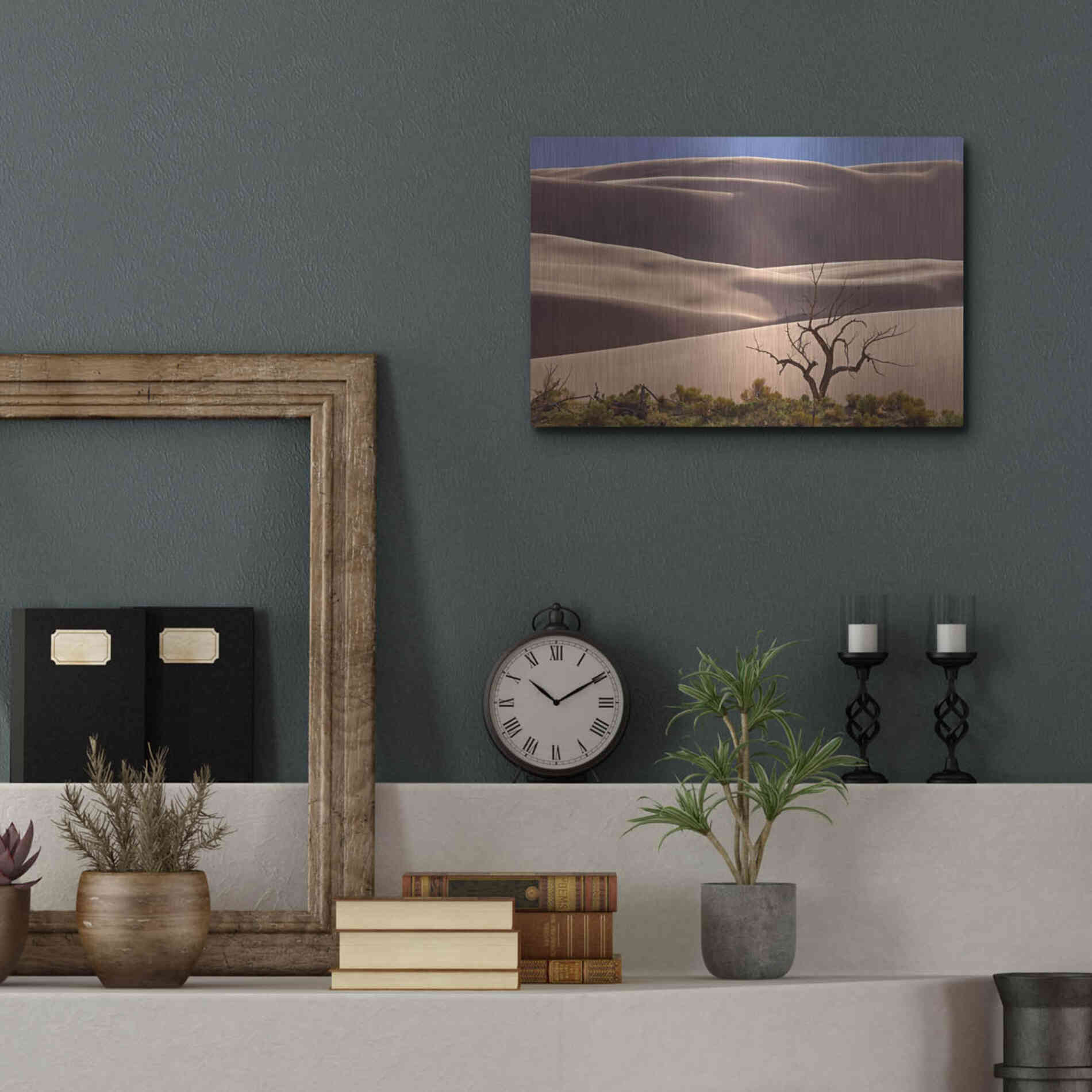 Luxe Metal Art 'Great Sand Dunes NP Tree' by Mike Jones, Metal Wall Art,16x12