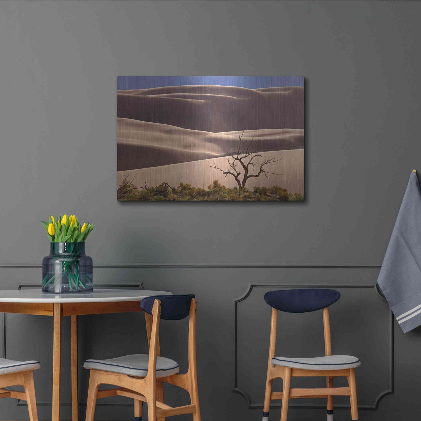Luxe Metal Art 'Great Sand Dunes NP Tree' by Mike Jones, Metal Wall Art,36x24