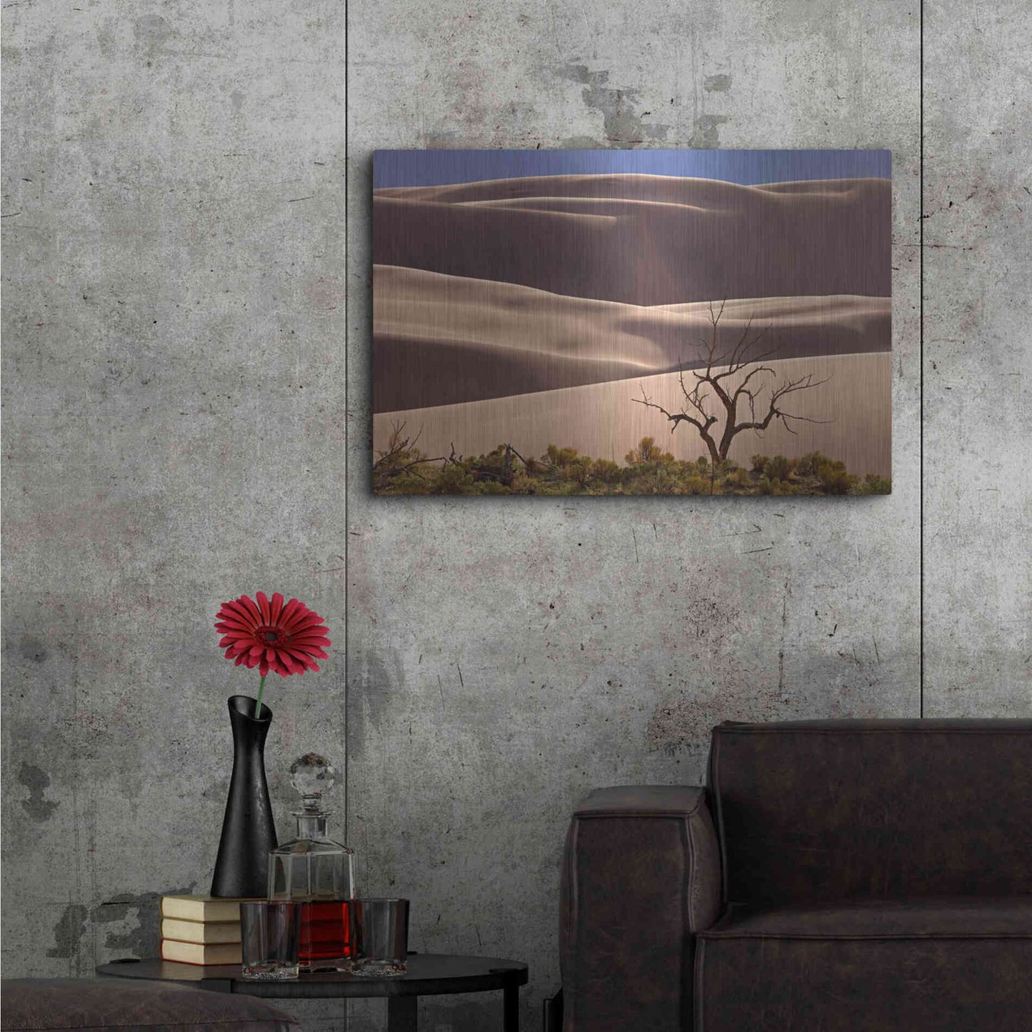 Luxe Metal Art 'Great Sand Dunes NP Tree' by Mike Jones, Metal Wall Art,36x24