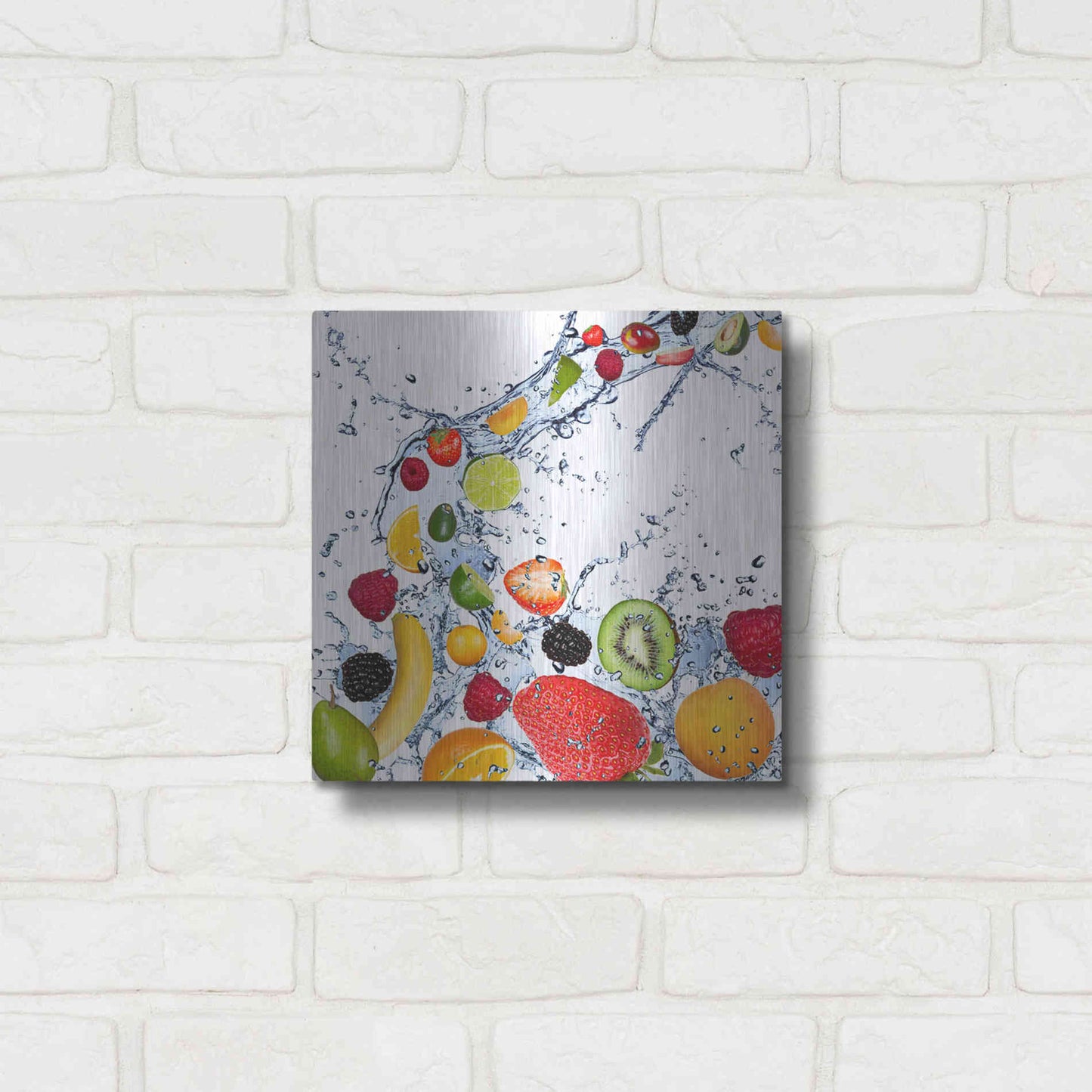 Luxe Metal Art 'Fruit Splash II' Metal Wall Art,12x12