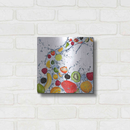 Luxe Metal Art 'Fruit Splash II' Metal Wall Art,12x12