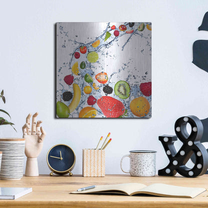 Luxe Metal Art 'Fruit Splash II' Metal Wall Art,12x12