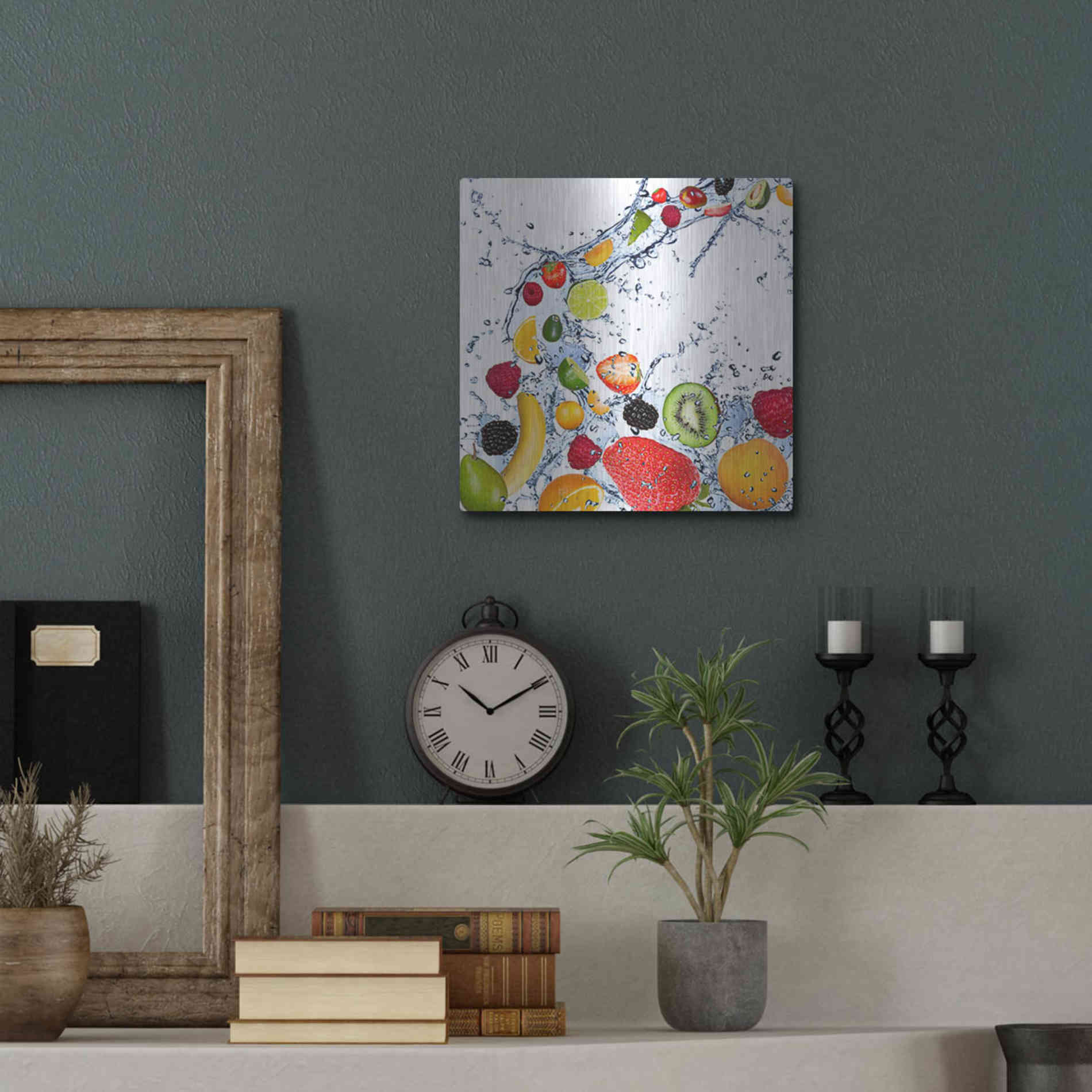 Luxe Metal Art 'Fruit Splash II' Metal Wall Art,12x12
