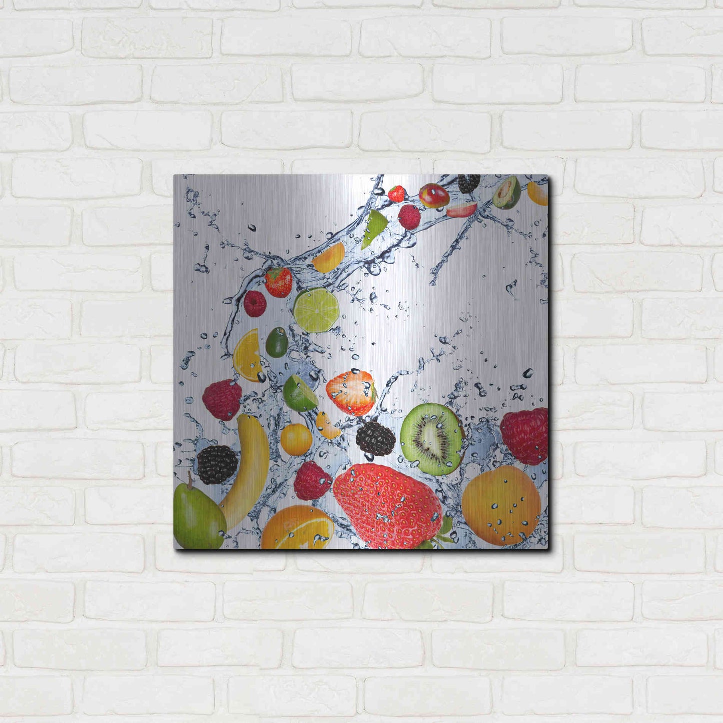 Luxe Metal Art 'Fruit Splash II' Metal Wall Art,24x24