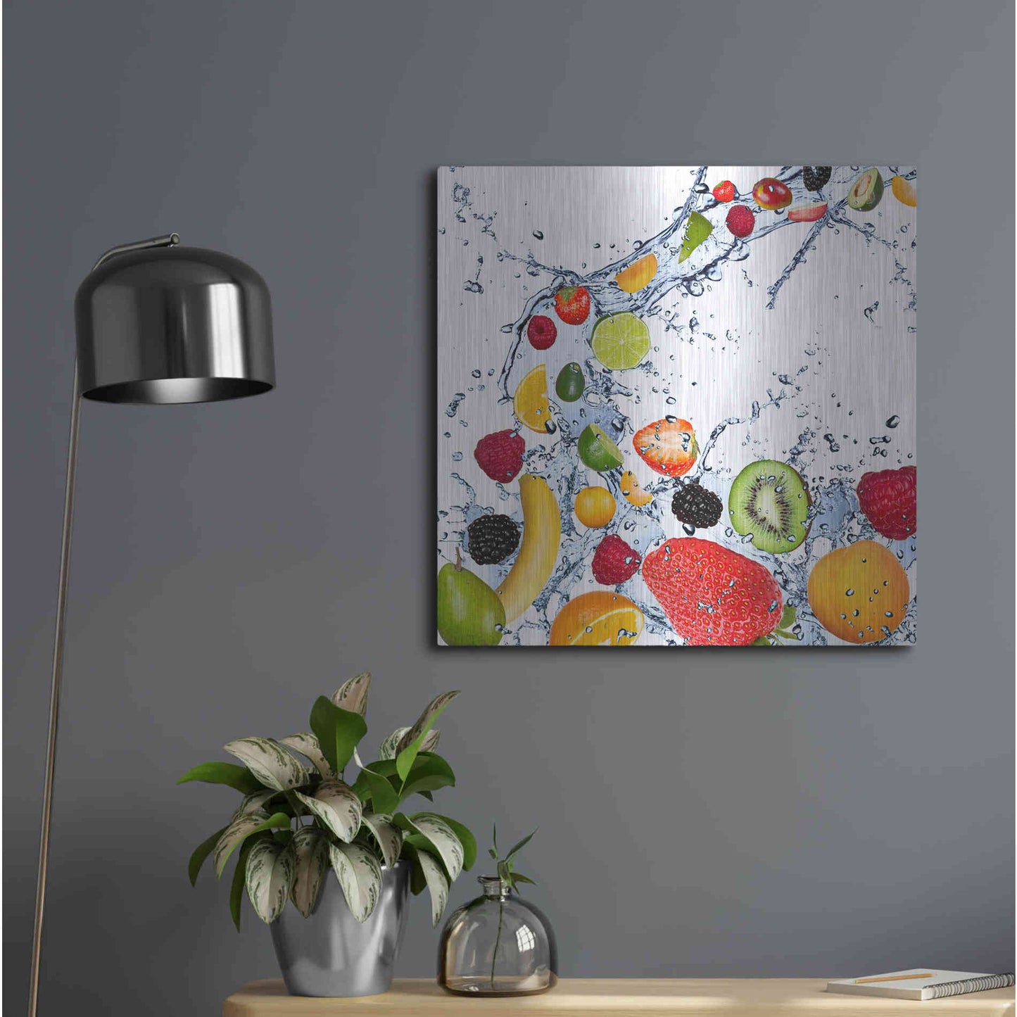 Luxe Metal Art 'Fruit Splash II' Metal Wall Art,24x24