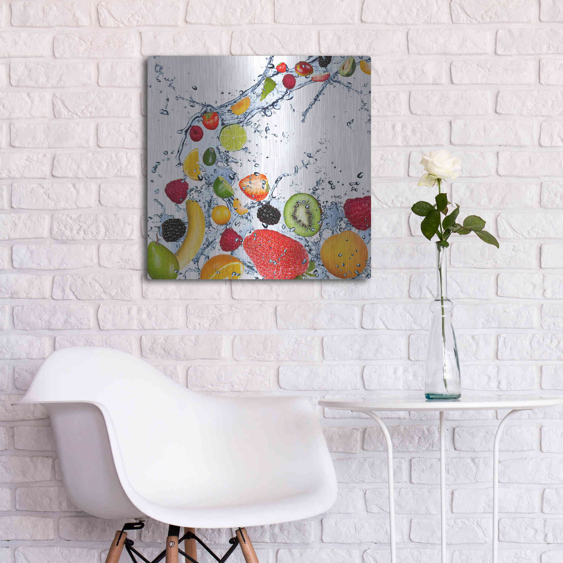 Luxe Metal Art 'Fruit Splash II' Metal Wall Art,24x24