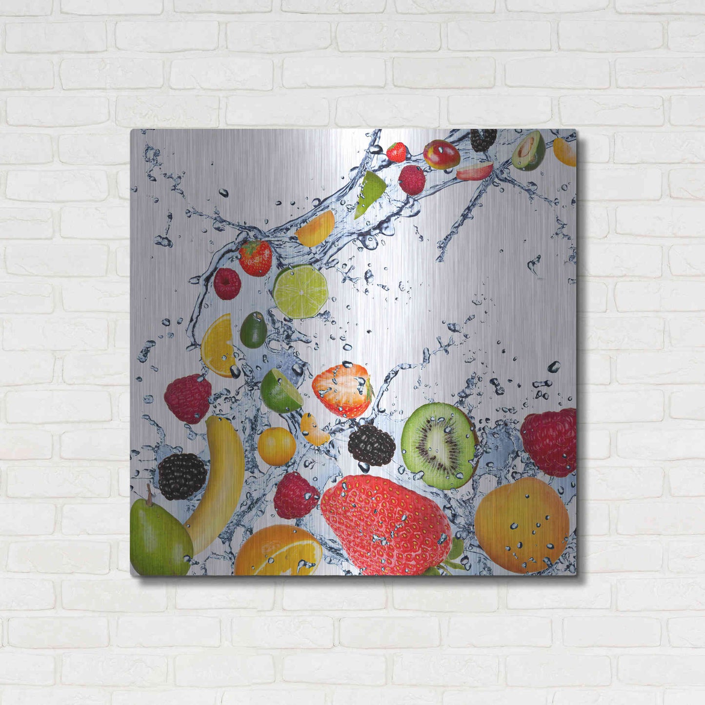 Luxe Metal Art 'Fruit Splash II' Metal Wall Art,36x36