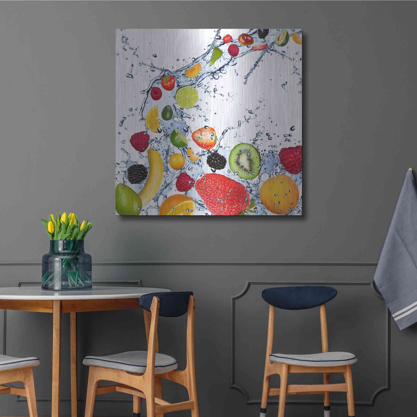 Luxe Metal Art 'Fruit Splash II' Metal Wall Art,36x36