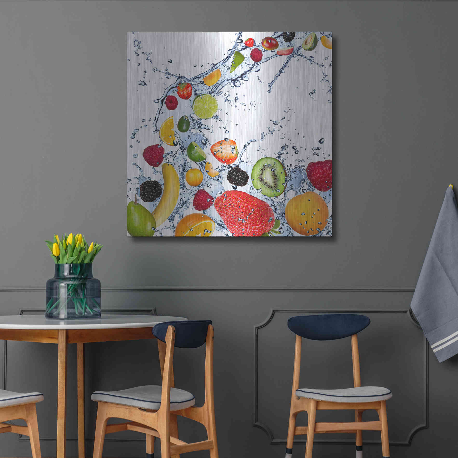 Luxe Metal Art 'Fruit Splash II' Metal Wall Art,36x36