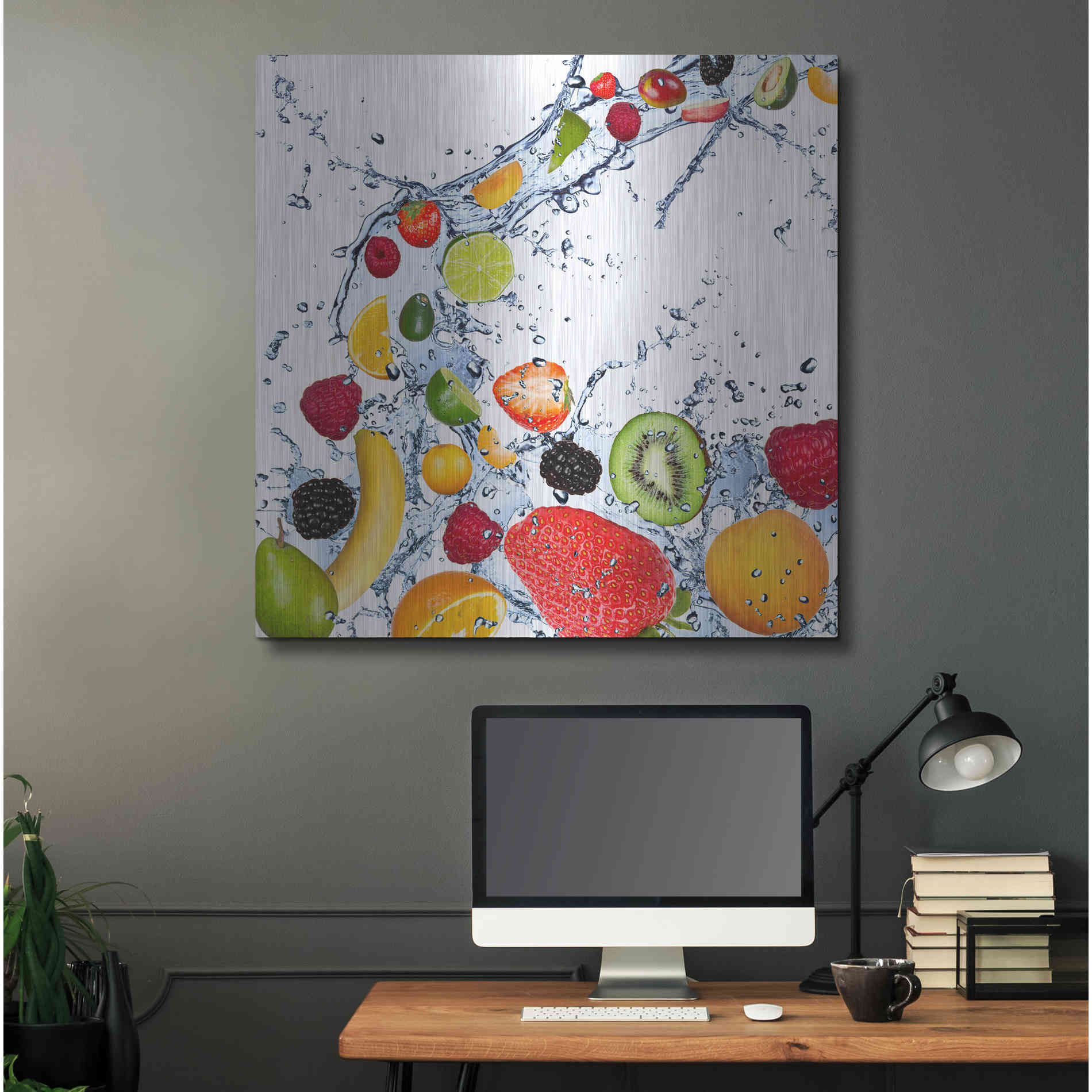 Luxe Metal Art 'Fruit Splash II' Metal Wall Art,36x36