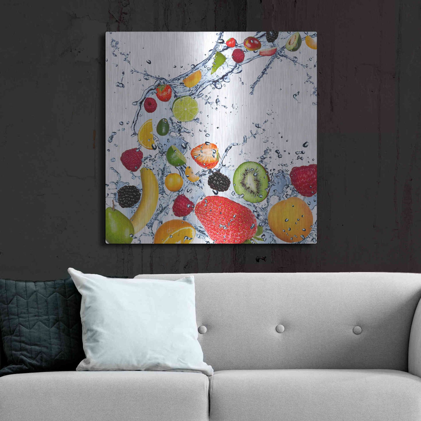 Luxe Metal Art 'Fruit Splash II' Metal Wall Art,36x36