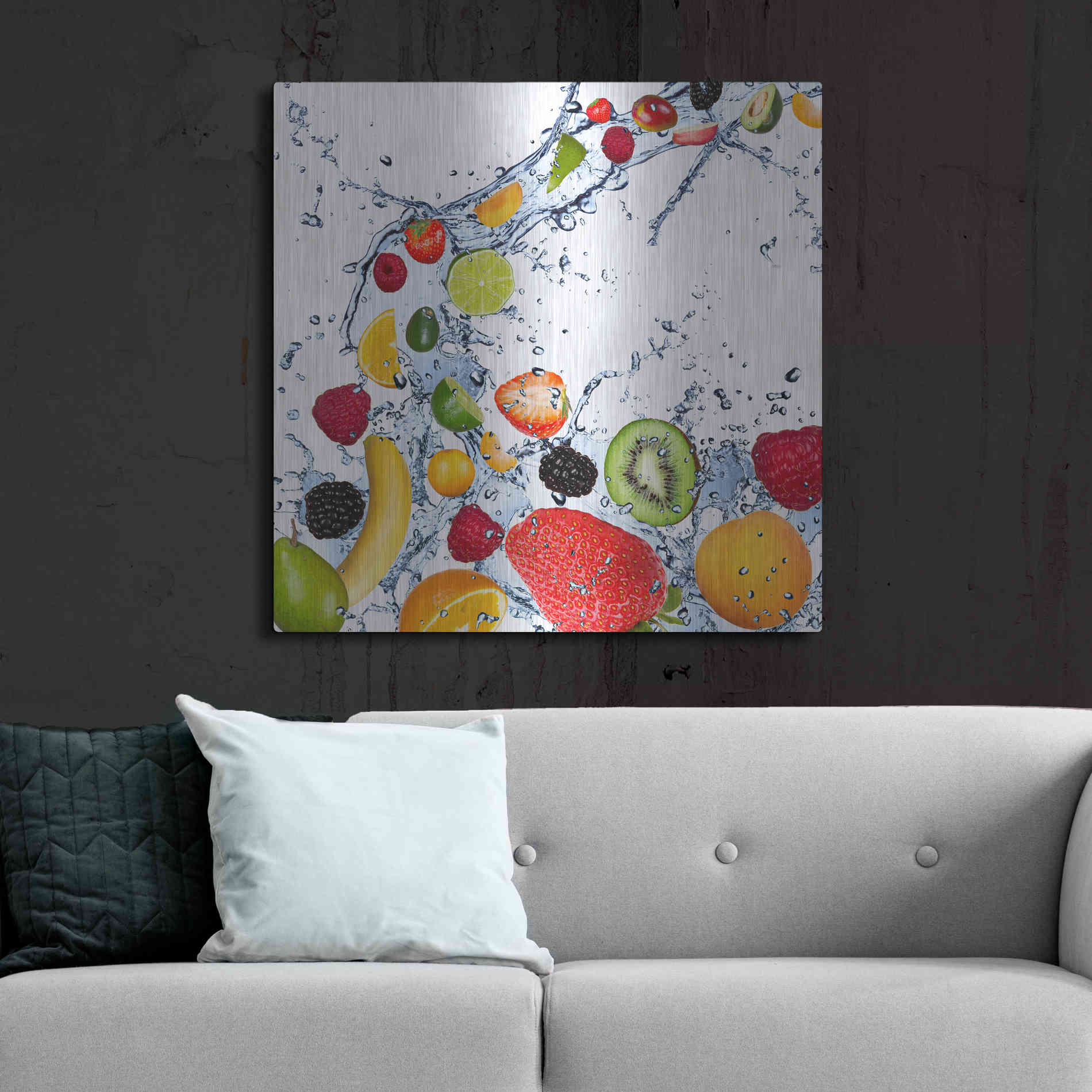 Luxe Metal Art 'Fruit Splash II' Metal Wall Art,36x36