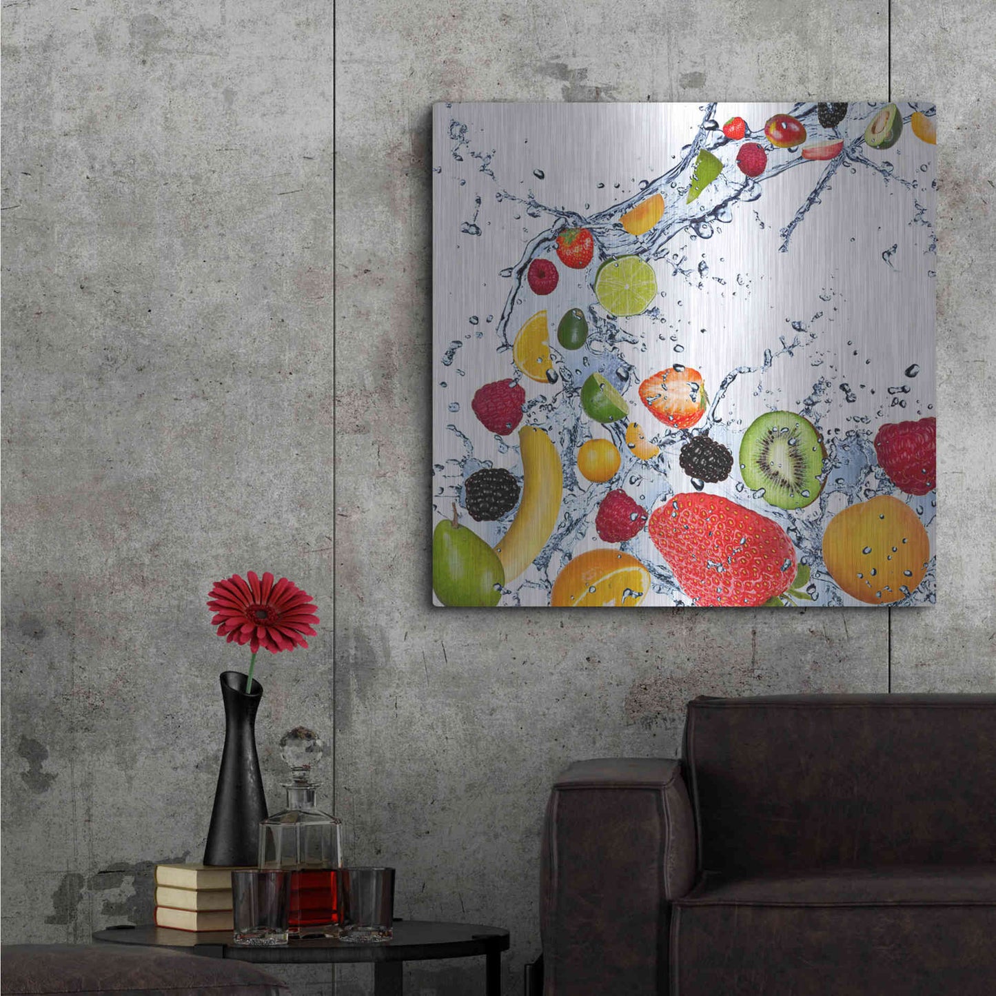 Luxe Metal Art 'Fruit Splash II' Metal Wall Art,36x36